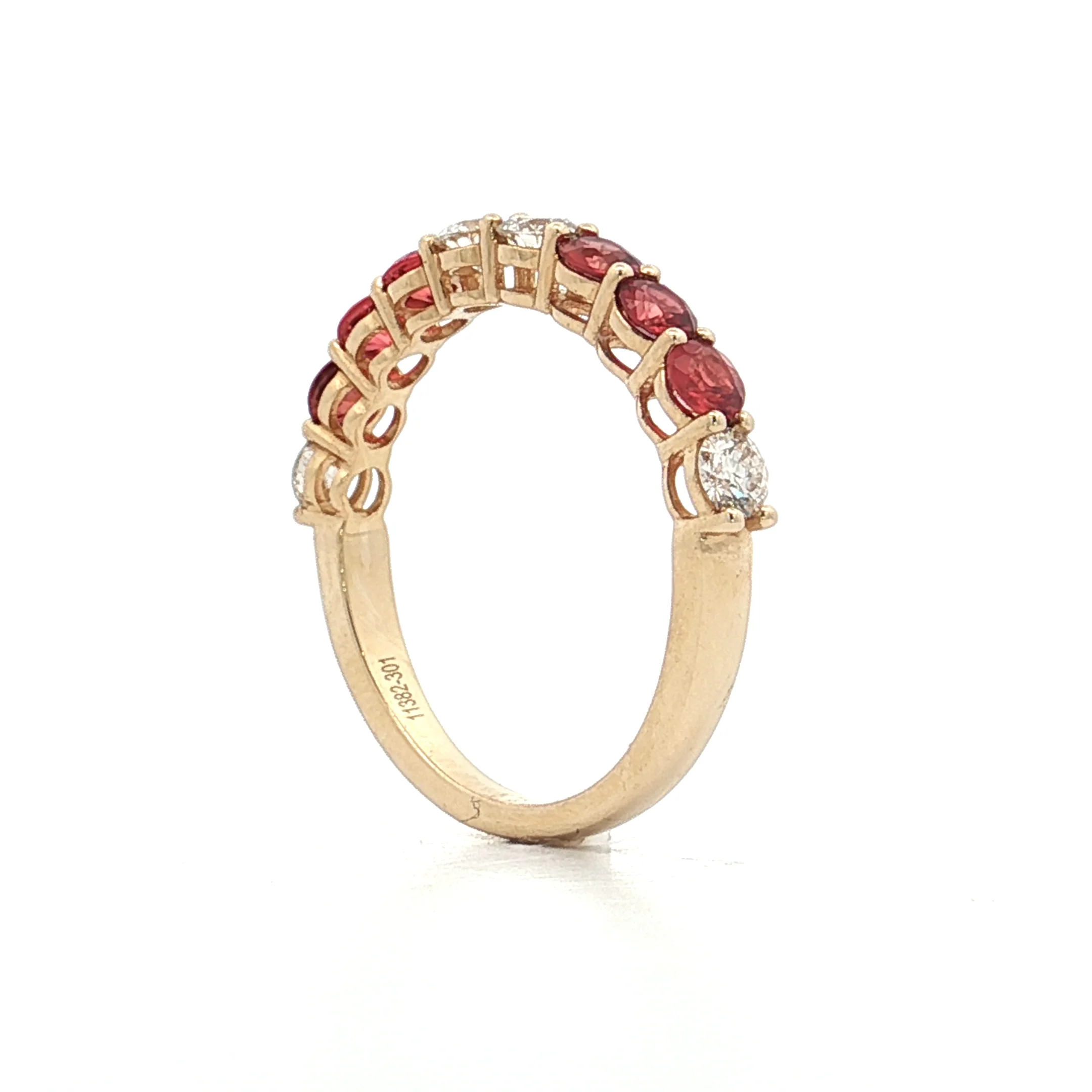 Diamond & Orange Sapphire Stacking Band 14k - Image 5
