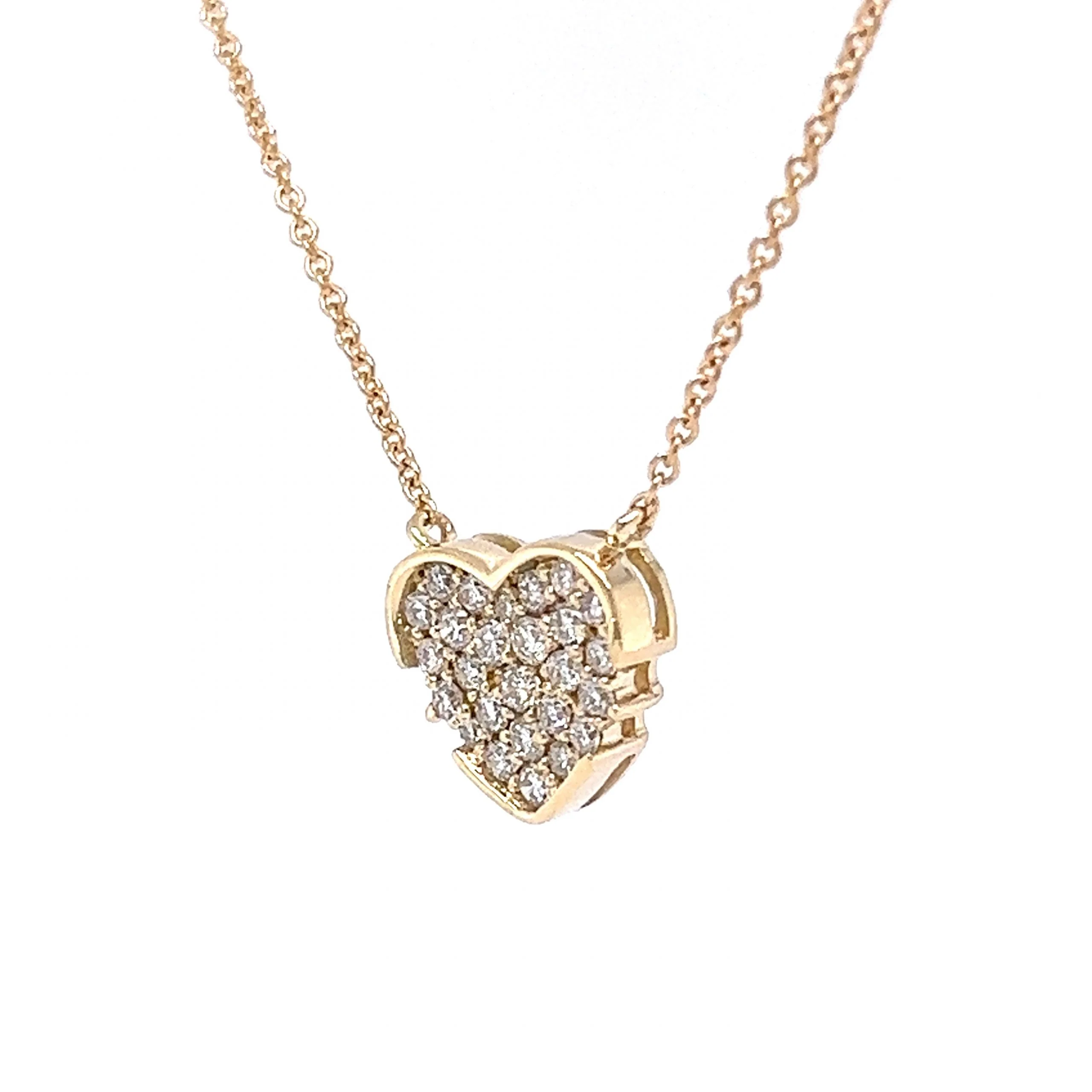 Diamond Pave Heart Pendant Necklace in 14k Yellow Gold - Image 2