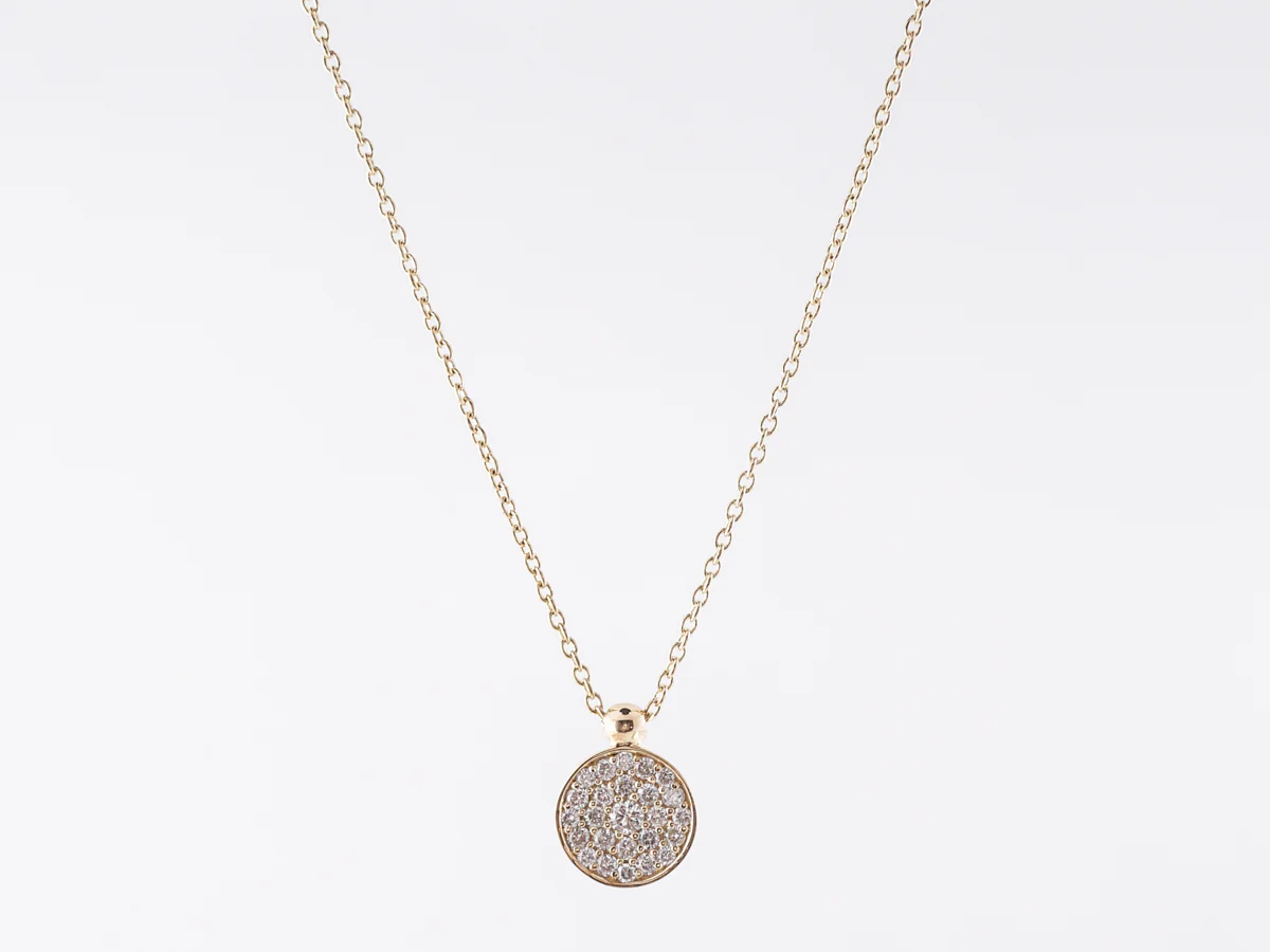 Pave Diamond Disc Pendant in 14k Yellow Gold - Image 2