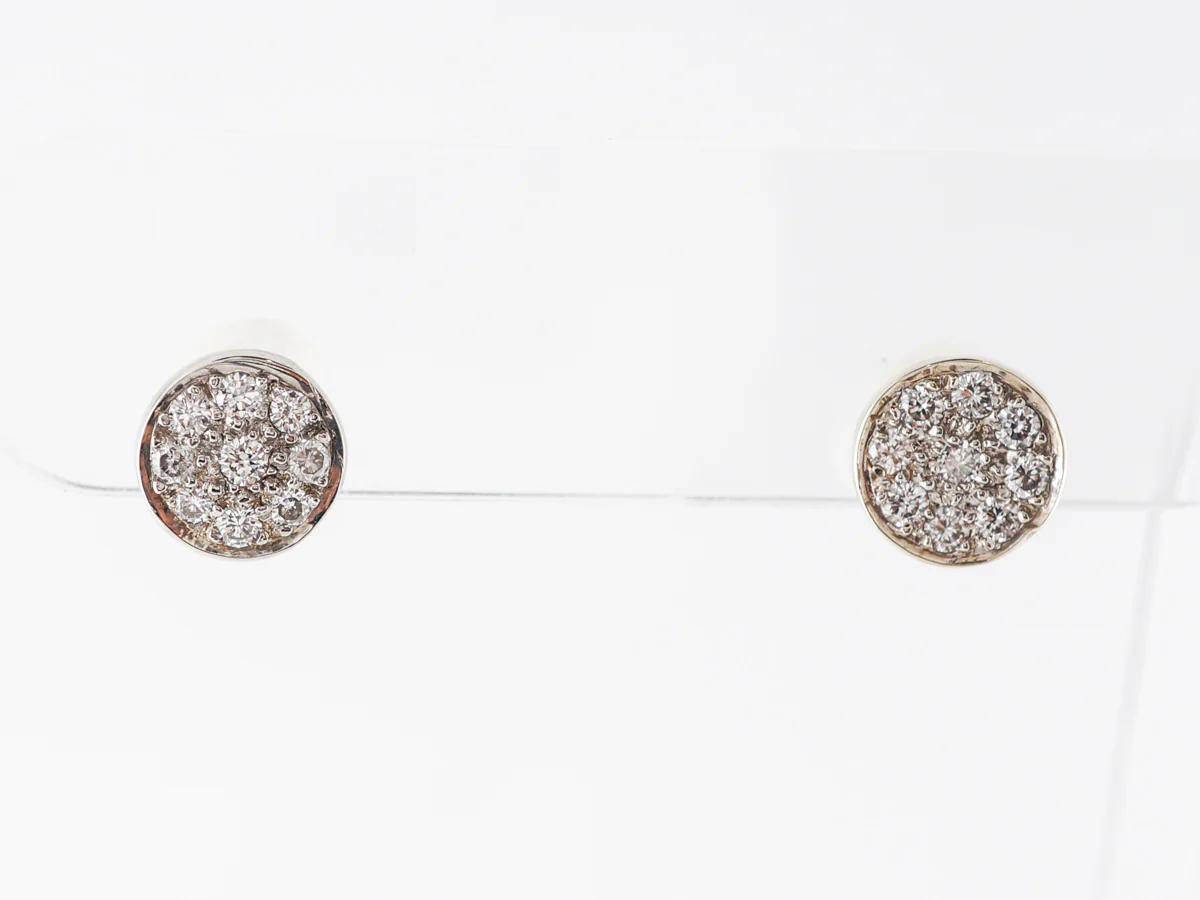 Diamond Pave Stud Disc Earrings in 14k Yellow Gold
