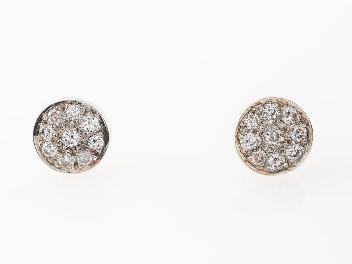 Diamond Pave Stud Disc Earrings in 14k Yellow Gold - Image 4