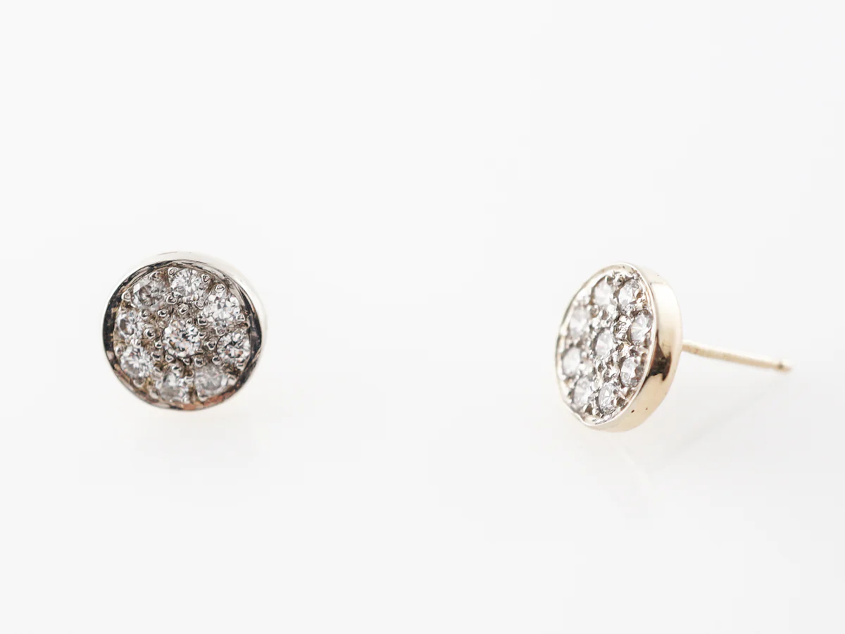 Diamond Pave Stud Disc Earrings in 14k Yellow Gold - Image 5