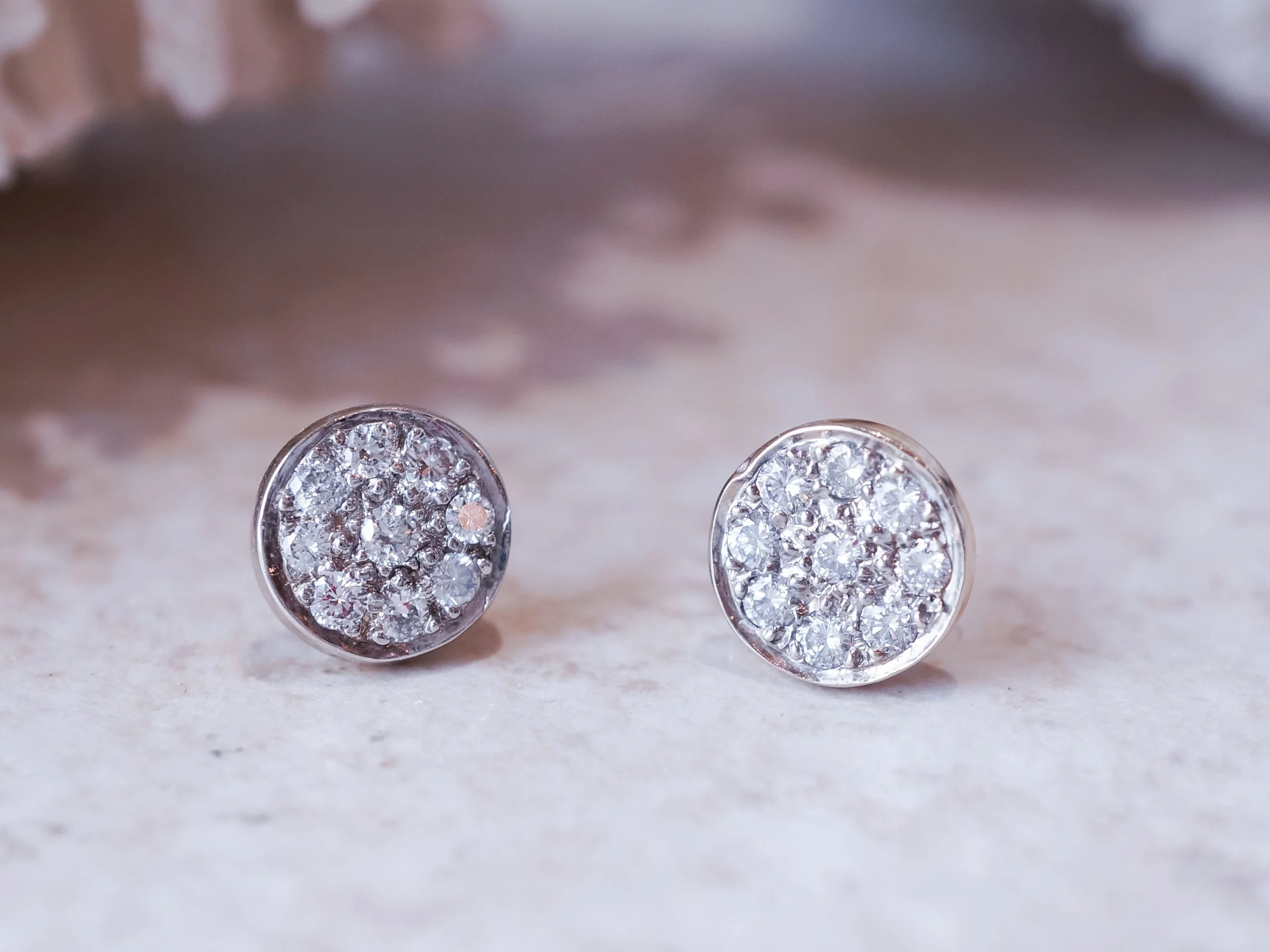 Diamond Pave Stud Disc Earrings in 14k Yellow Gold - Image 6