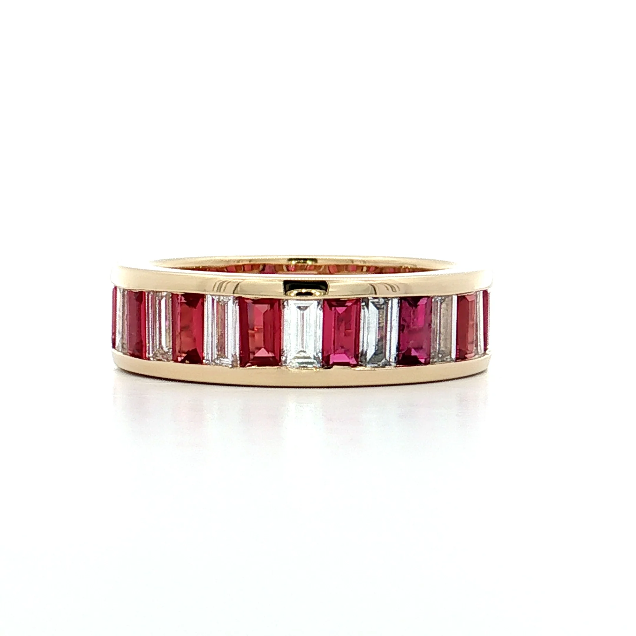 Diamond & Ruby Eternity Band in 14k Yellow Gold - Image 2