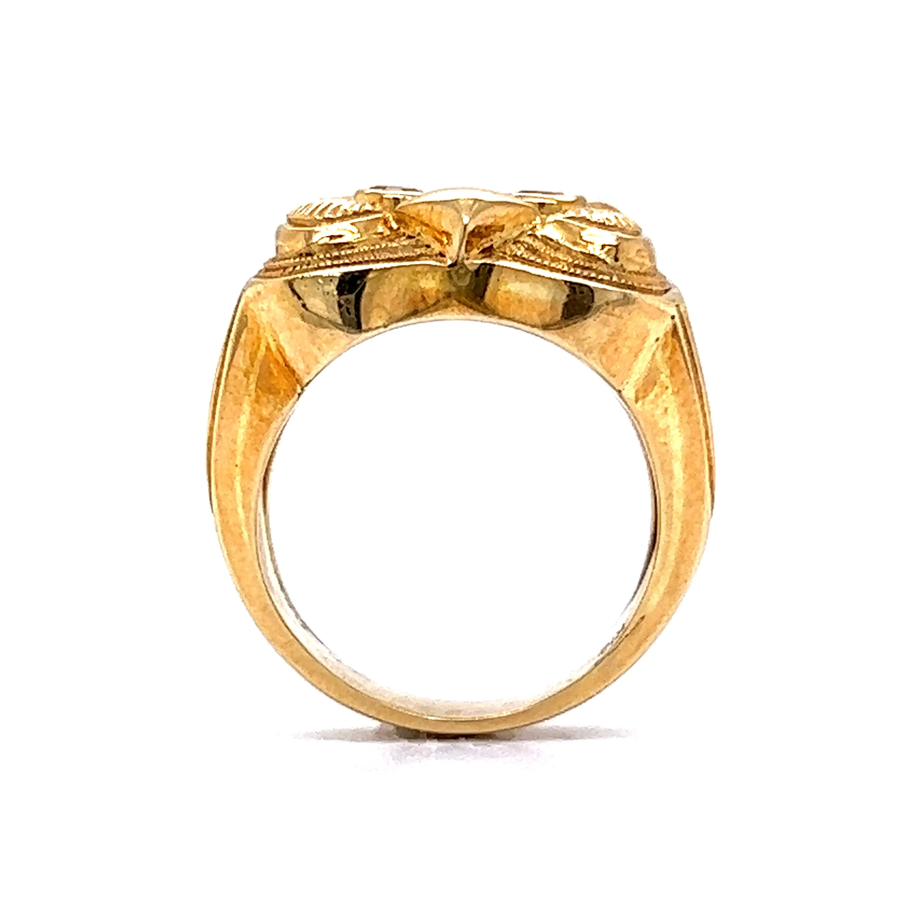 Diamond & Ruby Eyed Owl Cocktail Ring in 18k Yellow Gold - Image 4