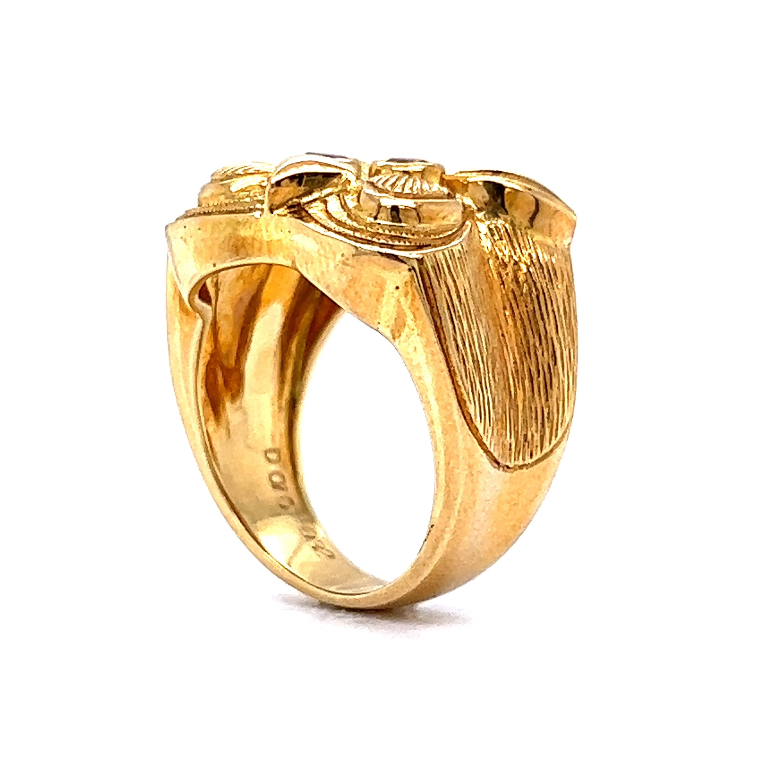 Diamond & Ruby Eyed Owl Cocktail Ring in 18k Yellow Gold - Image 5