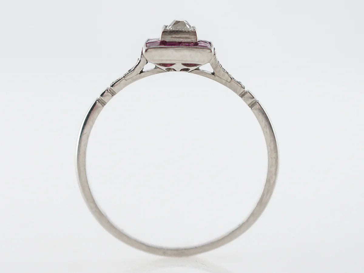 Diamond & Ruby Halo Engagement Ring in Platinum - Image 4