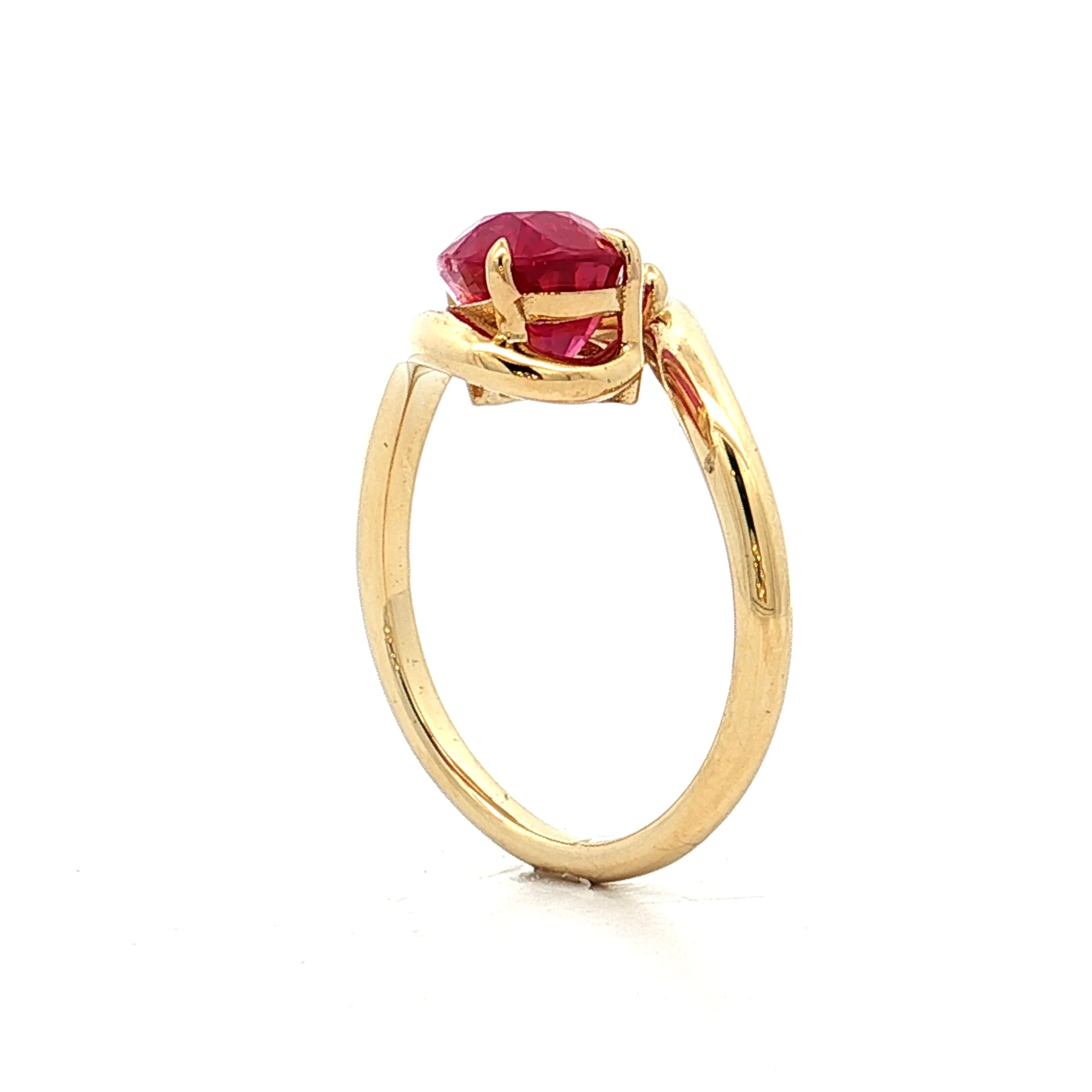 Diamond & Ruby Toi Et Moi Cocktail Ring 18k Yellow Gold - Image 4