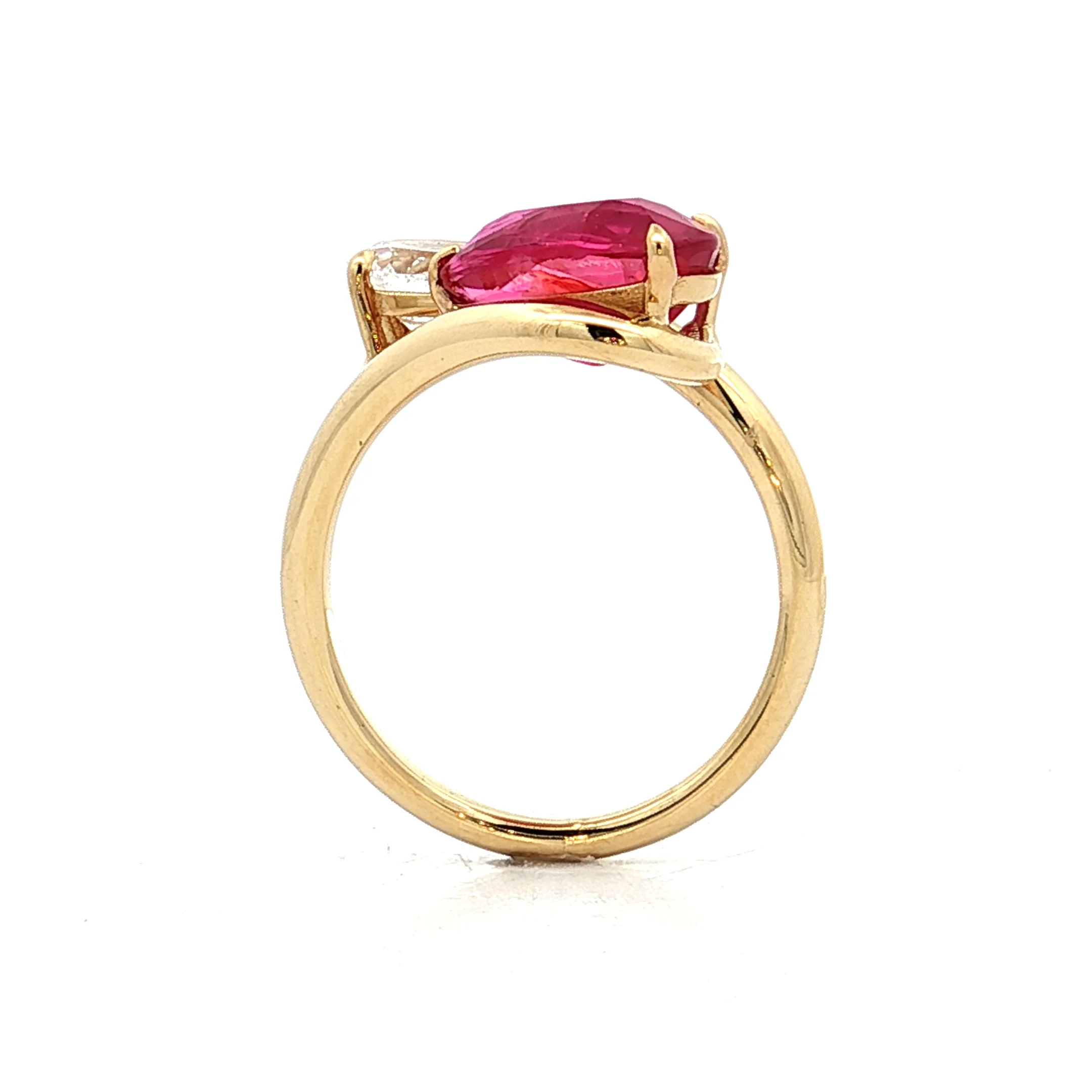 Diamond & Ruby Toi Et Moi Cocktail Ring 18k Yellow Gold - Image 5