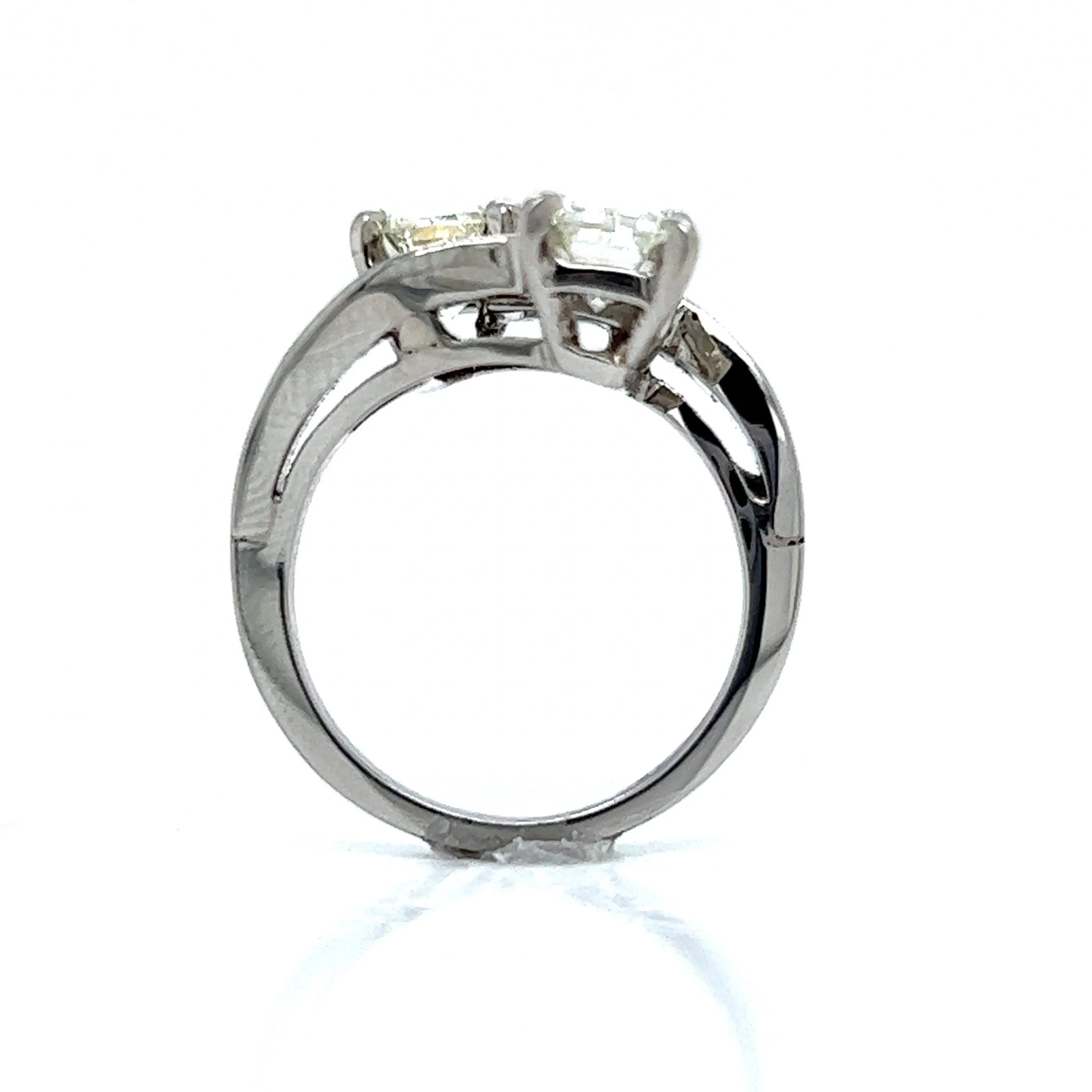 Diamond & Sapphire Bypass Engagement Ring in Platinum - Image 4