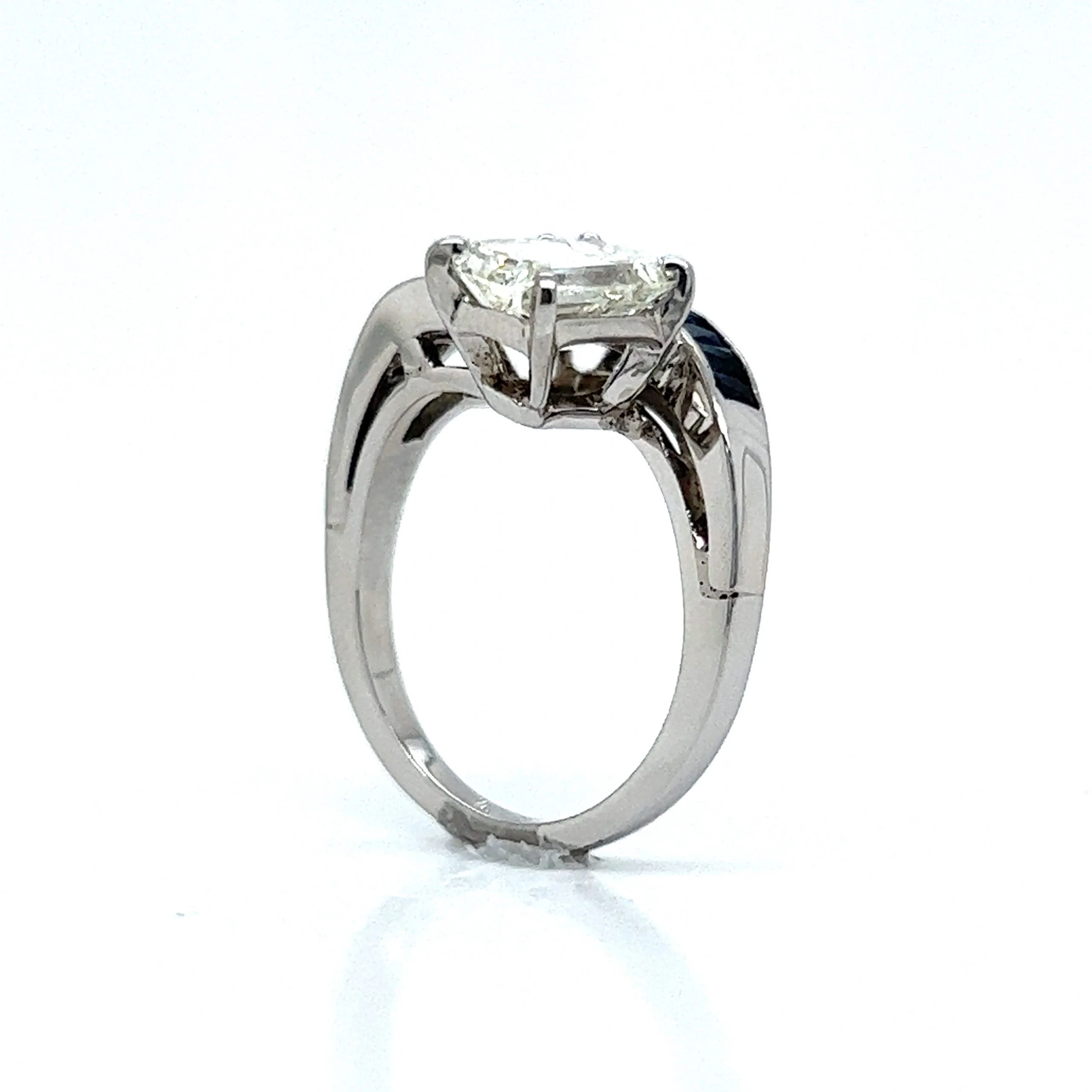 Diamond & Sapphire Bypass Engagement Ring in Platinum - Image 5