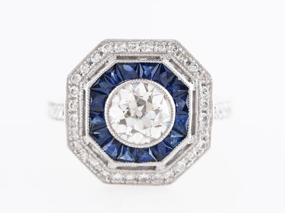 Diamond & Sapphire Engagement Ring in Platinum