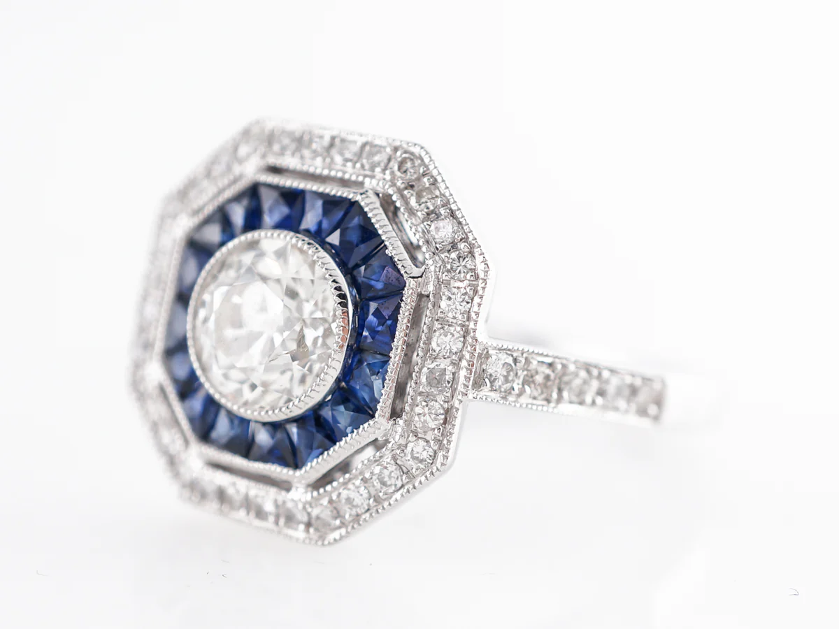 Diamond & Sapphire Engagement Ring in Platinum - Image 2
