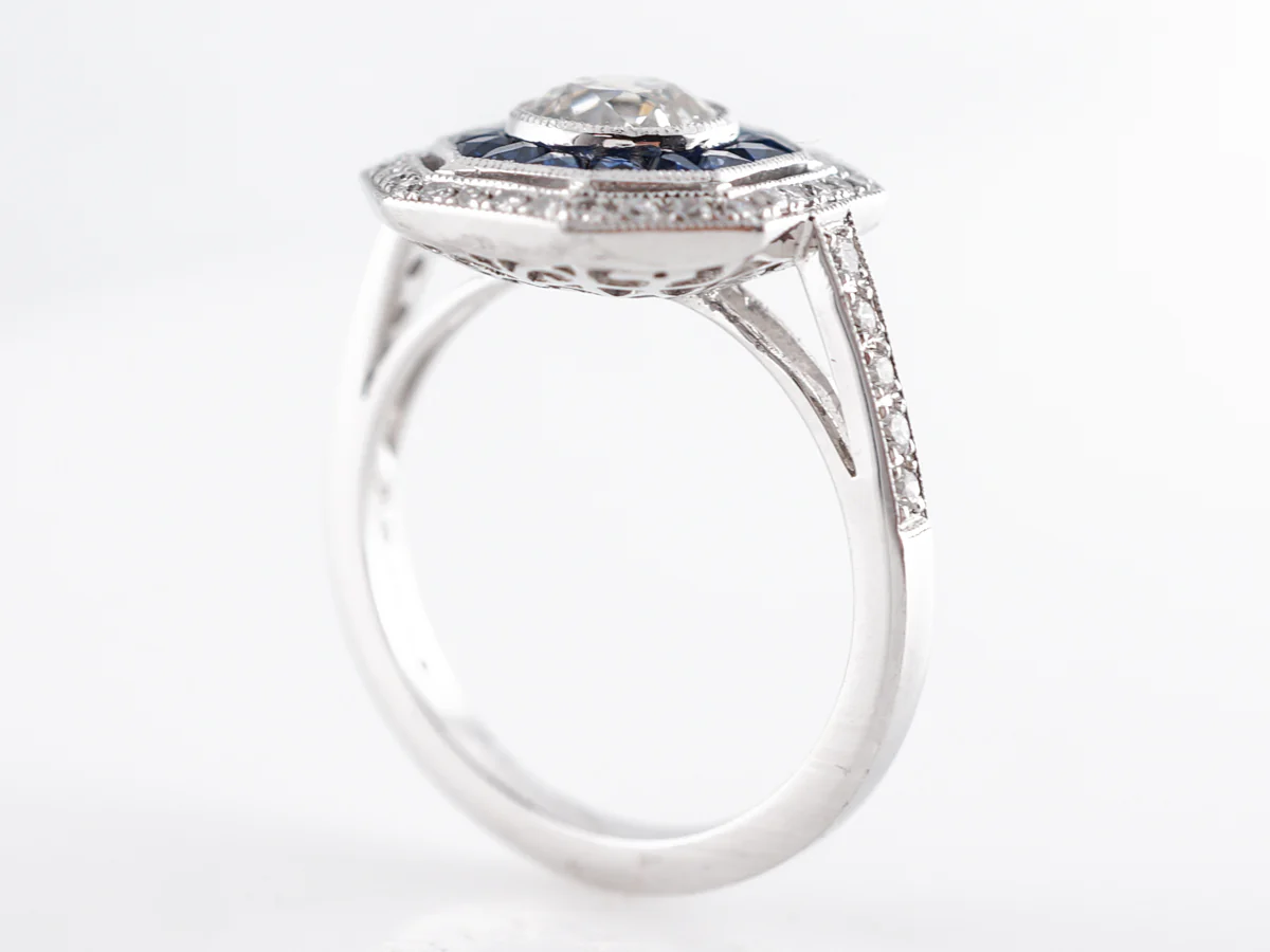 Diamond & Sapphire Engagement Ring in Platinum - Image 5