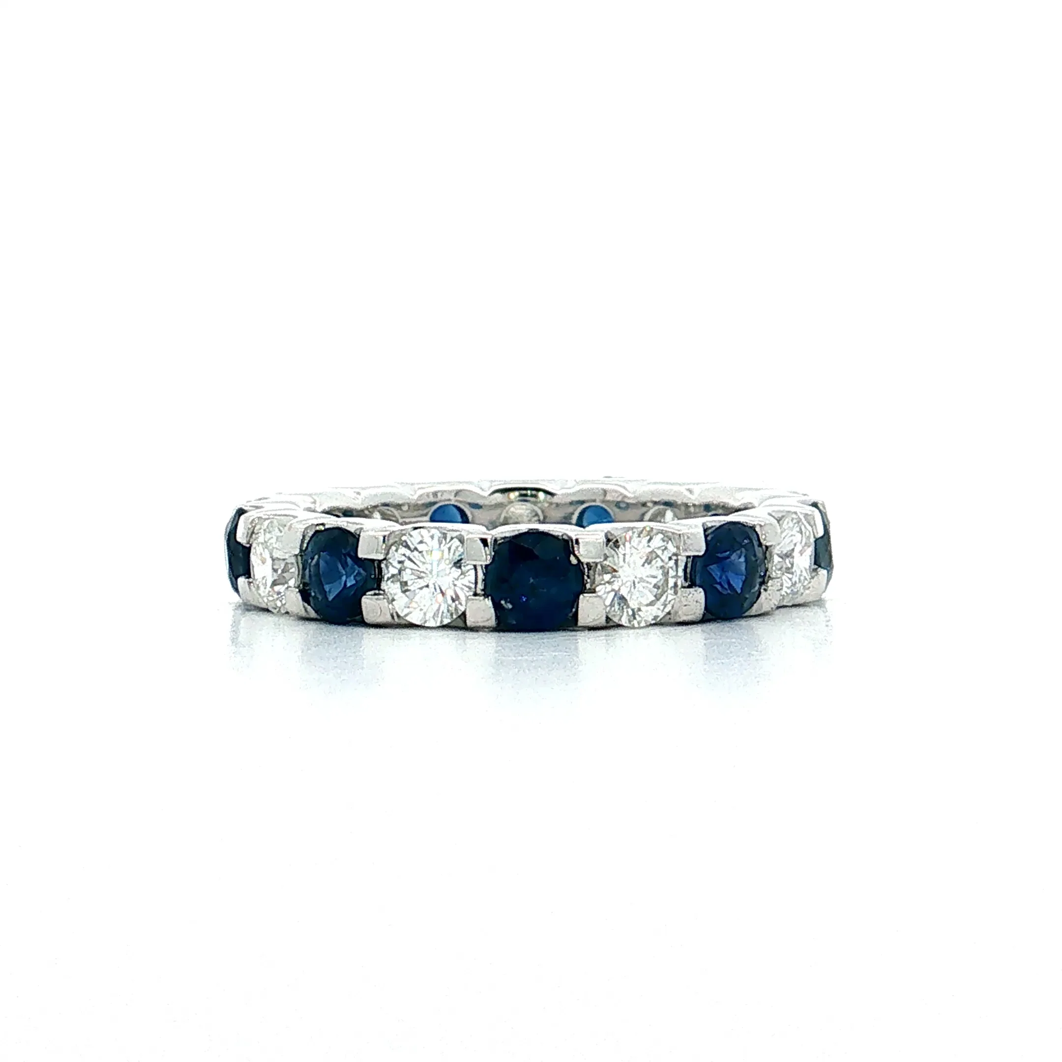 Diamond & Sapphire Eternity Band 18k White Gold