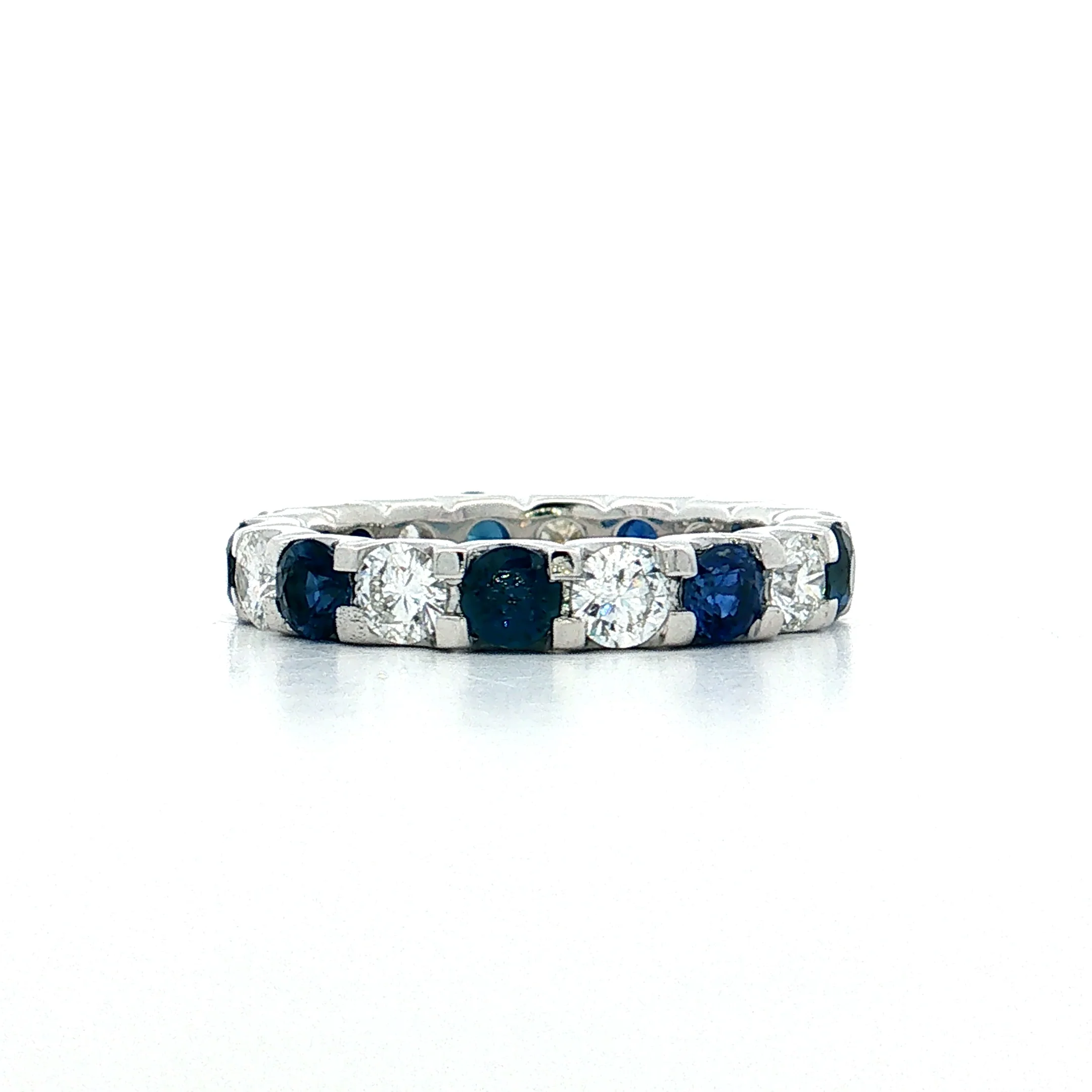 Diamond & Sapphire Eternity Band 18k White Gold - Image 2