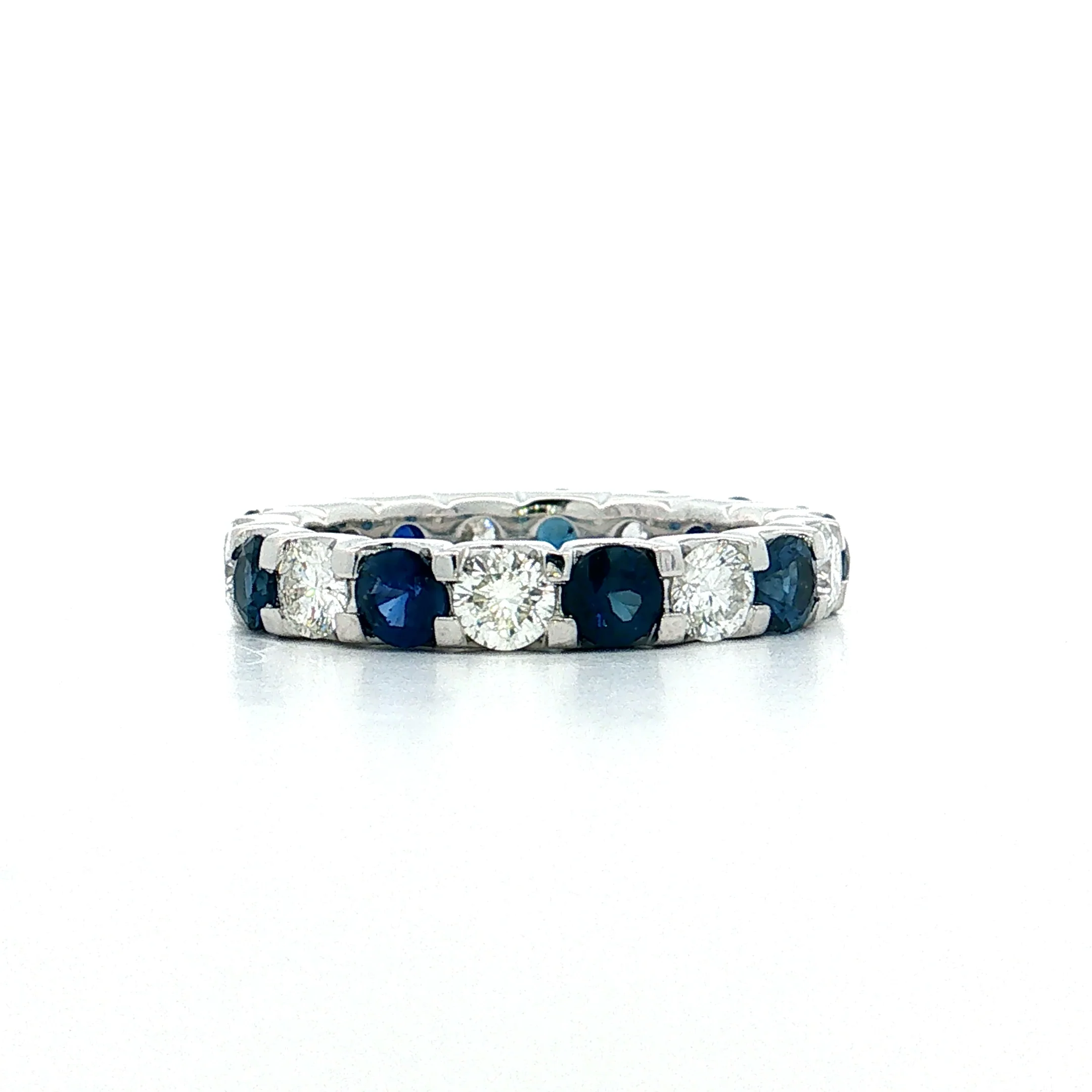 Diamond & Sapphire Eternity Band 18k White Gold - Image 3