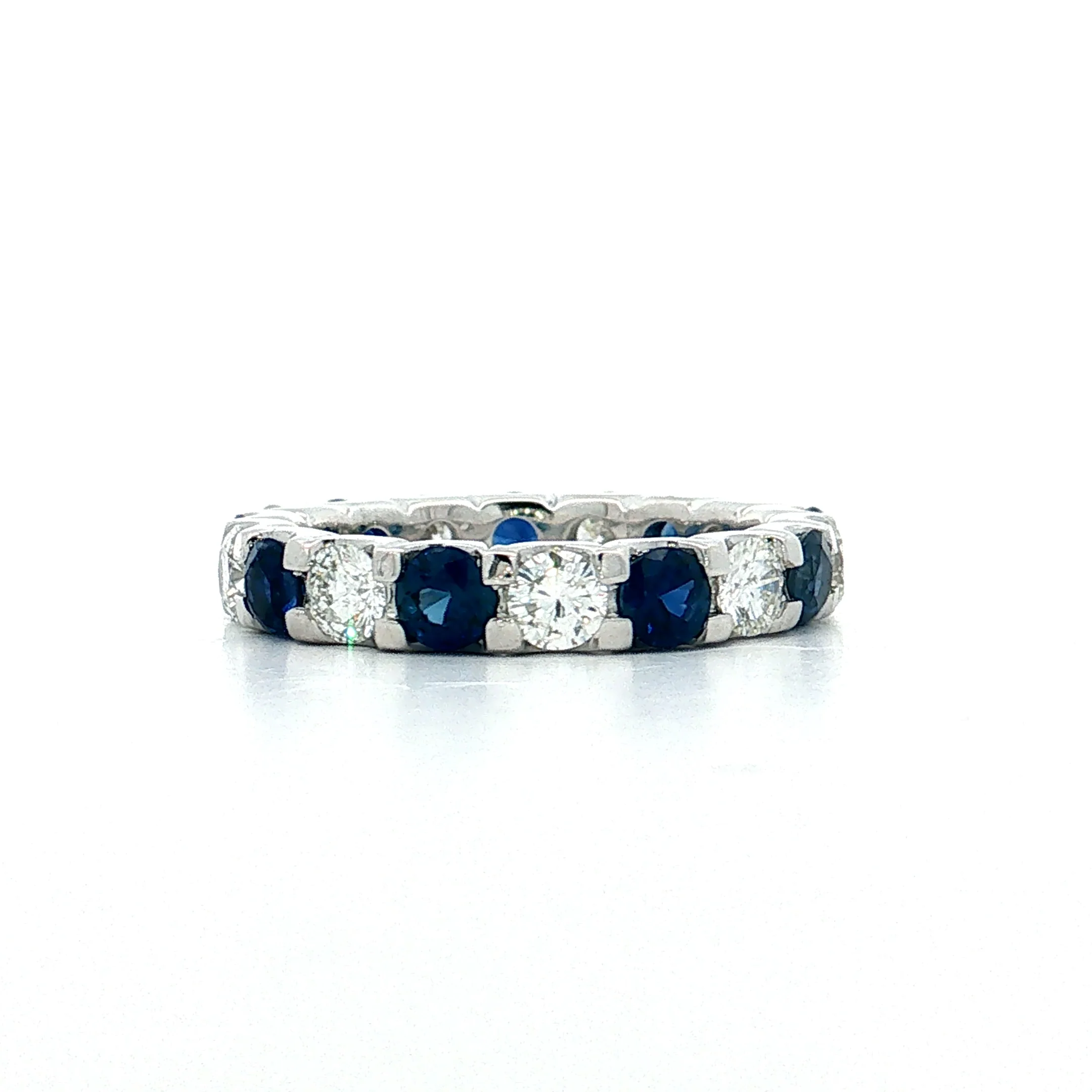 Diamond & Sapphire Eternity Band 18k White Gold - Image 4