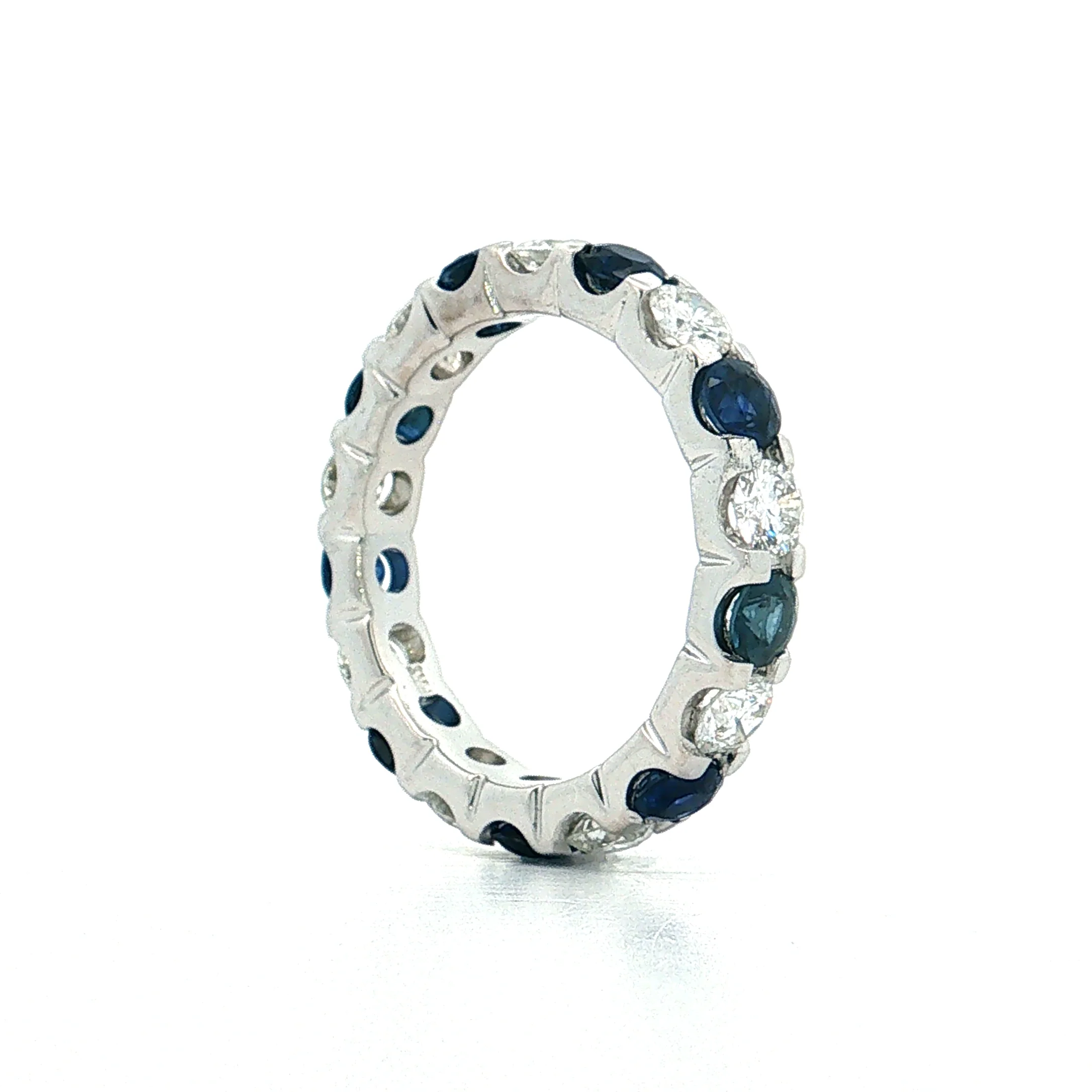 Diamond & Sapphire Eternity Band 18k White Gold - Image 6