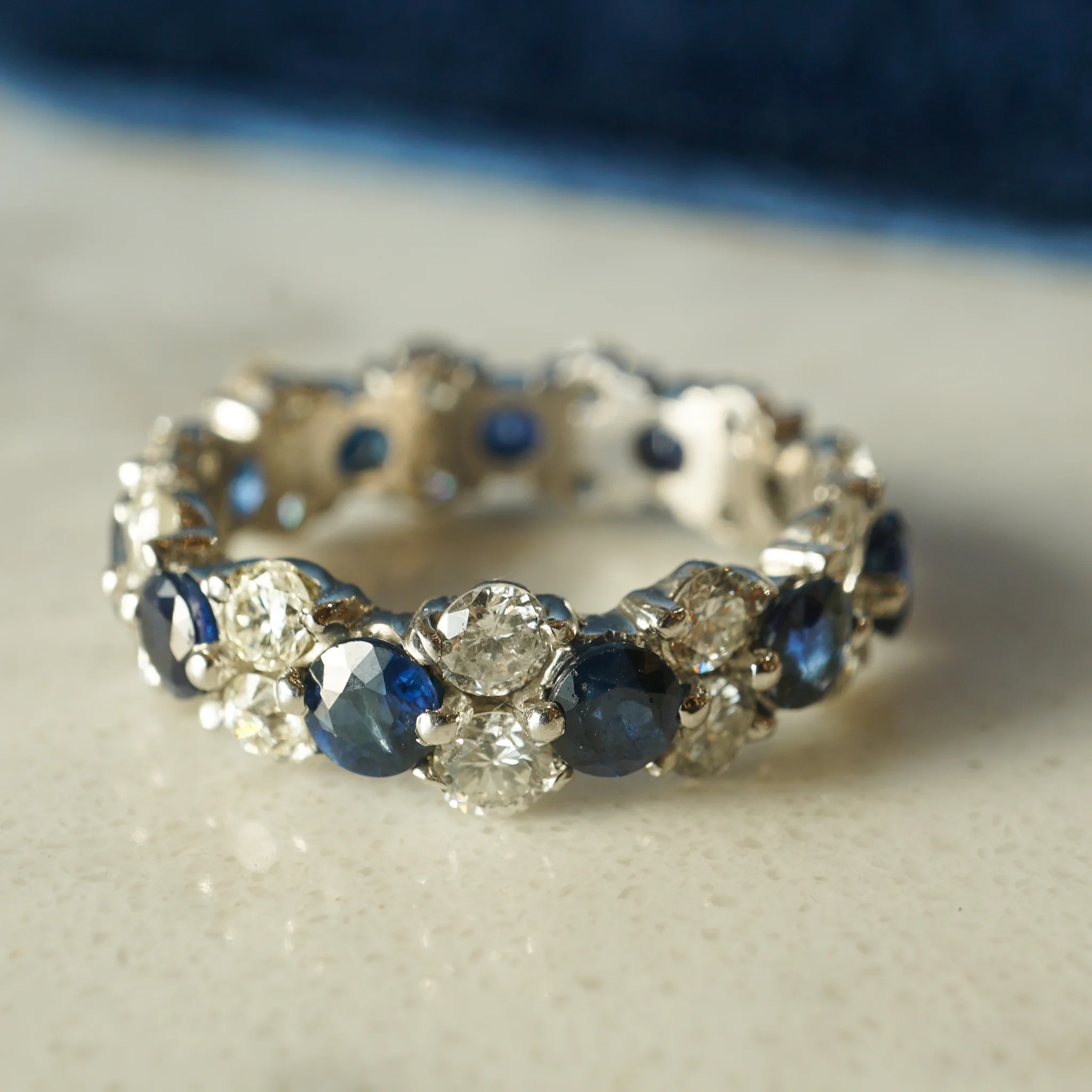 Diamond & Sapphire Eternity Band in Platinum - Image 5