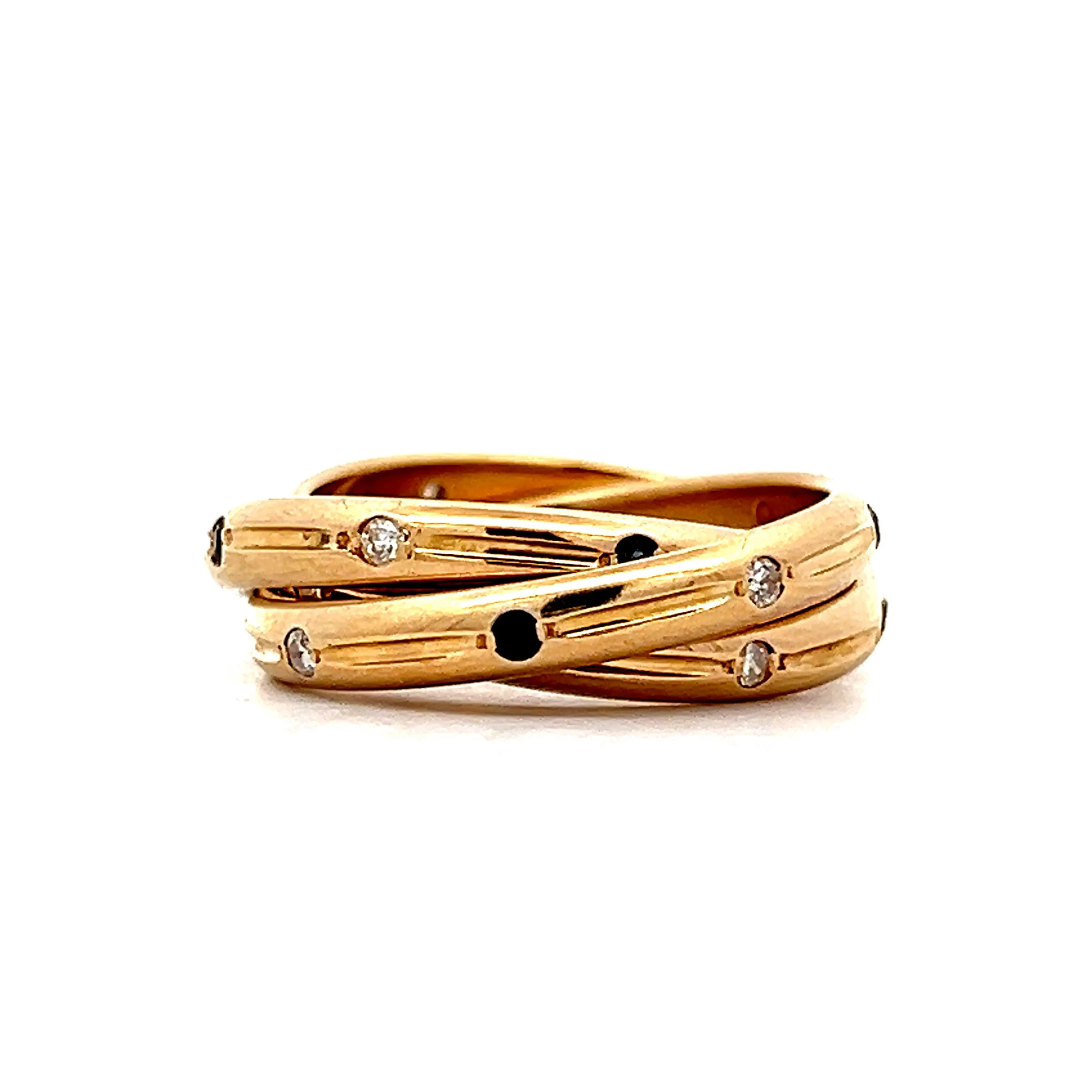 Diamond & Sapphire Eternity Roll Ring in 14k Yellow Gold - Image 2