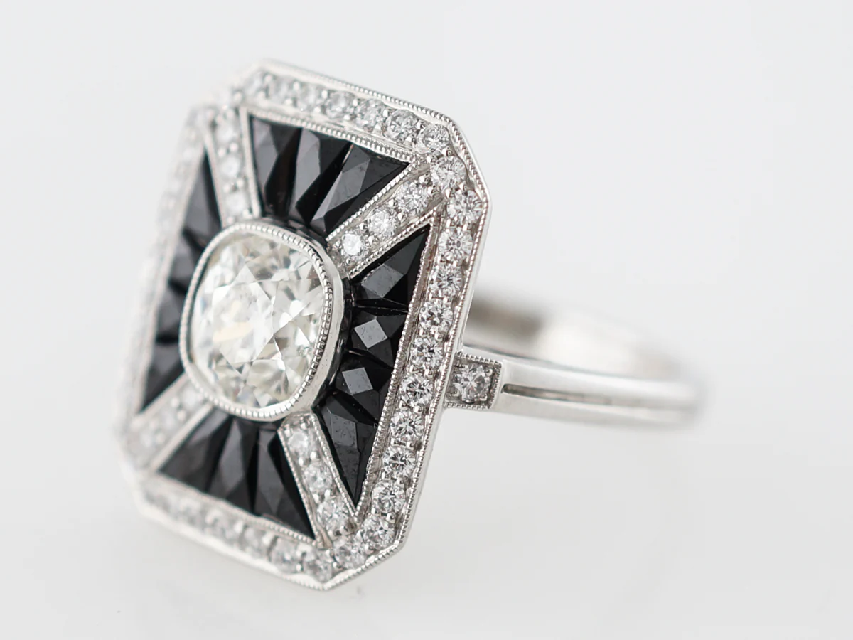 Diamond & Sapphire Right Hand Ring in Platinum - Image 2
