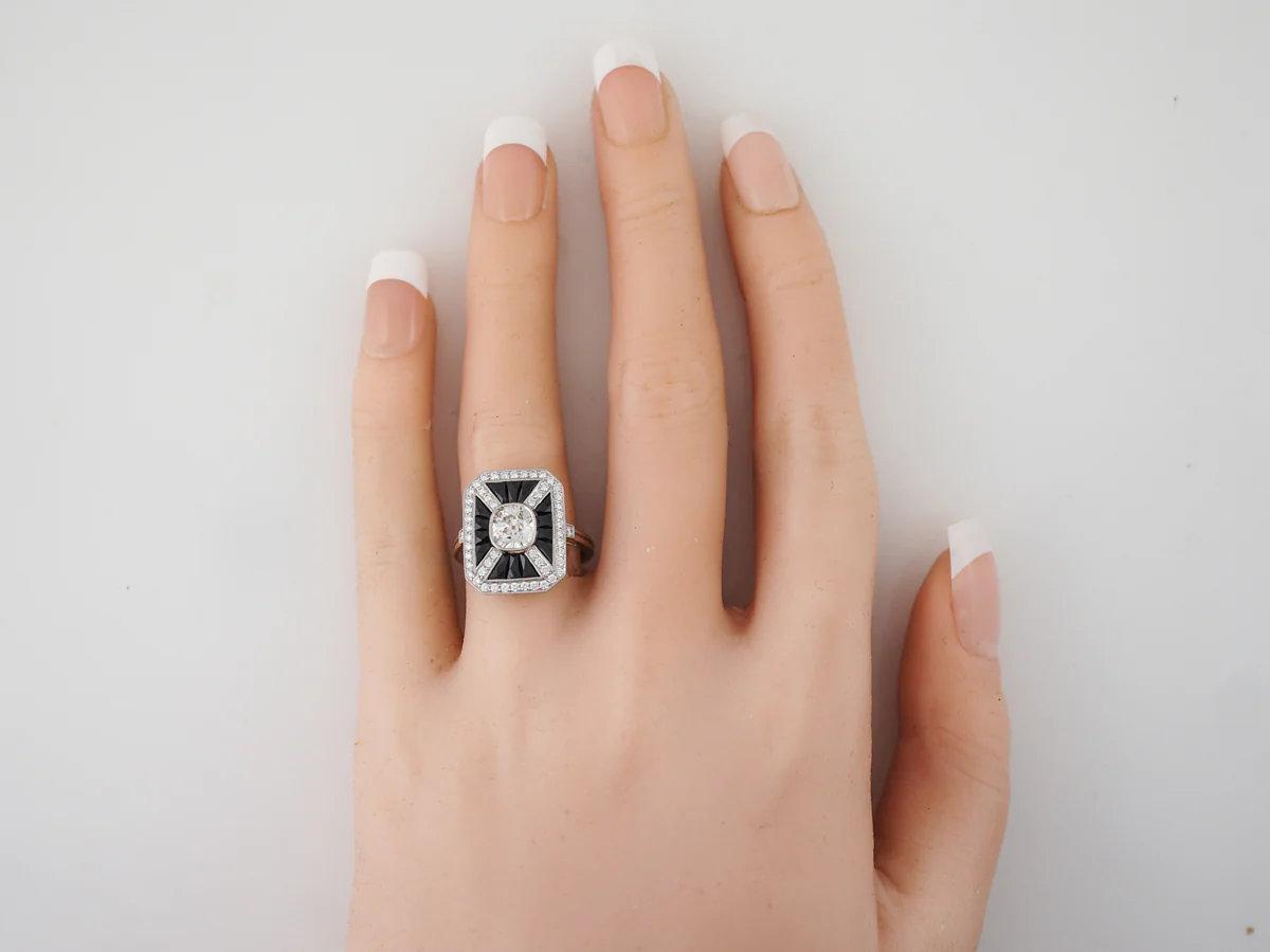 Diamond & Sapphire Right Hand Ring in Platinum - Image 6