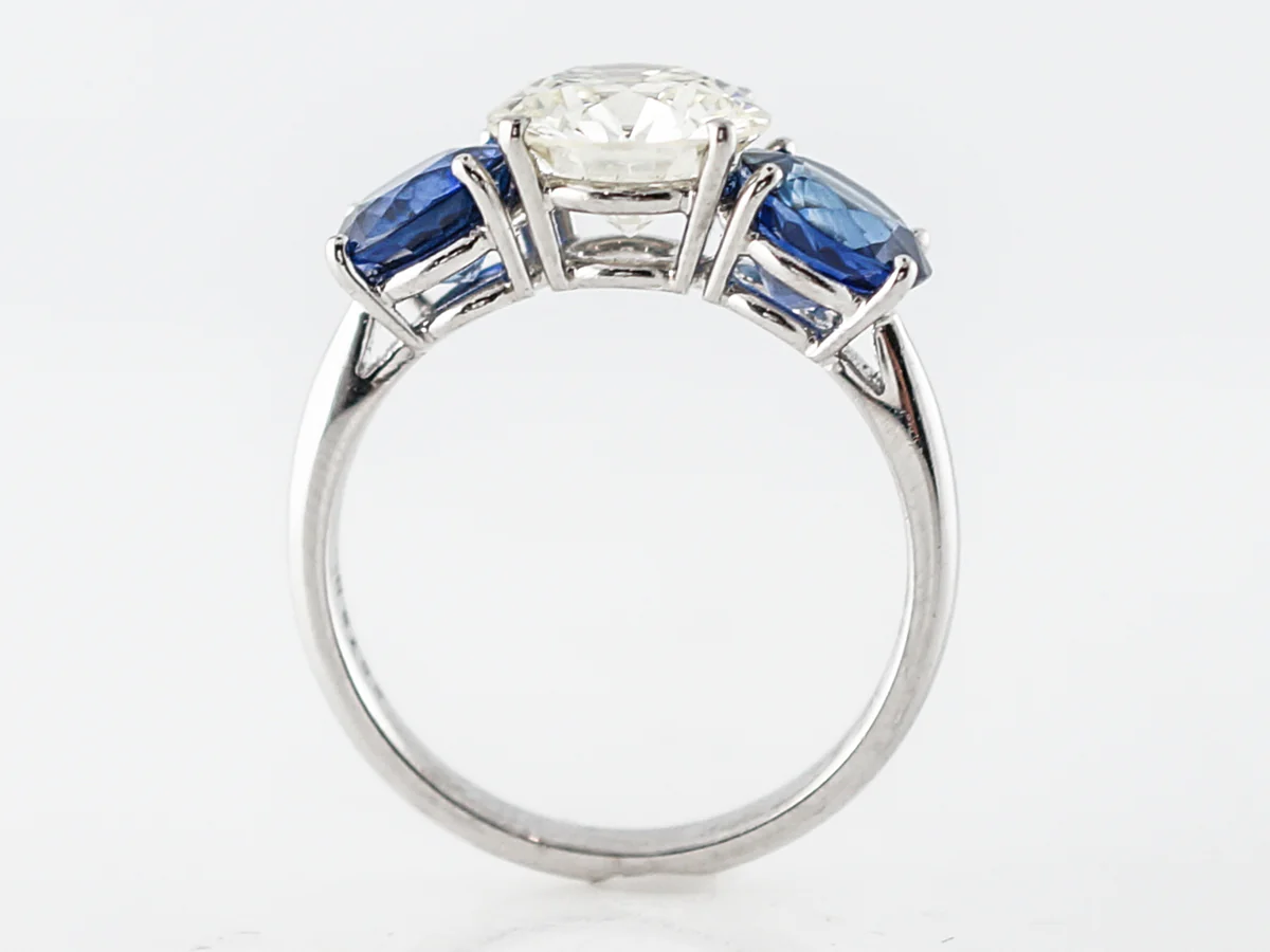 Diamond & Sapphire Three Stone Engagement Ring - Image 4