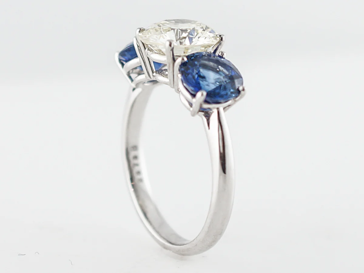 Diamond & Sapphire Three Stone Engagement Ring - Image 5