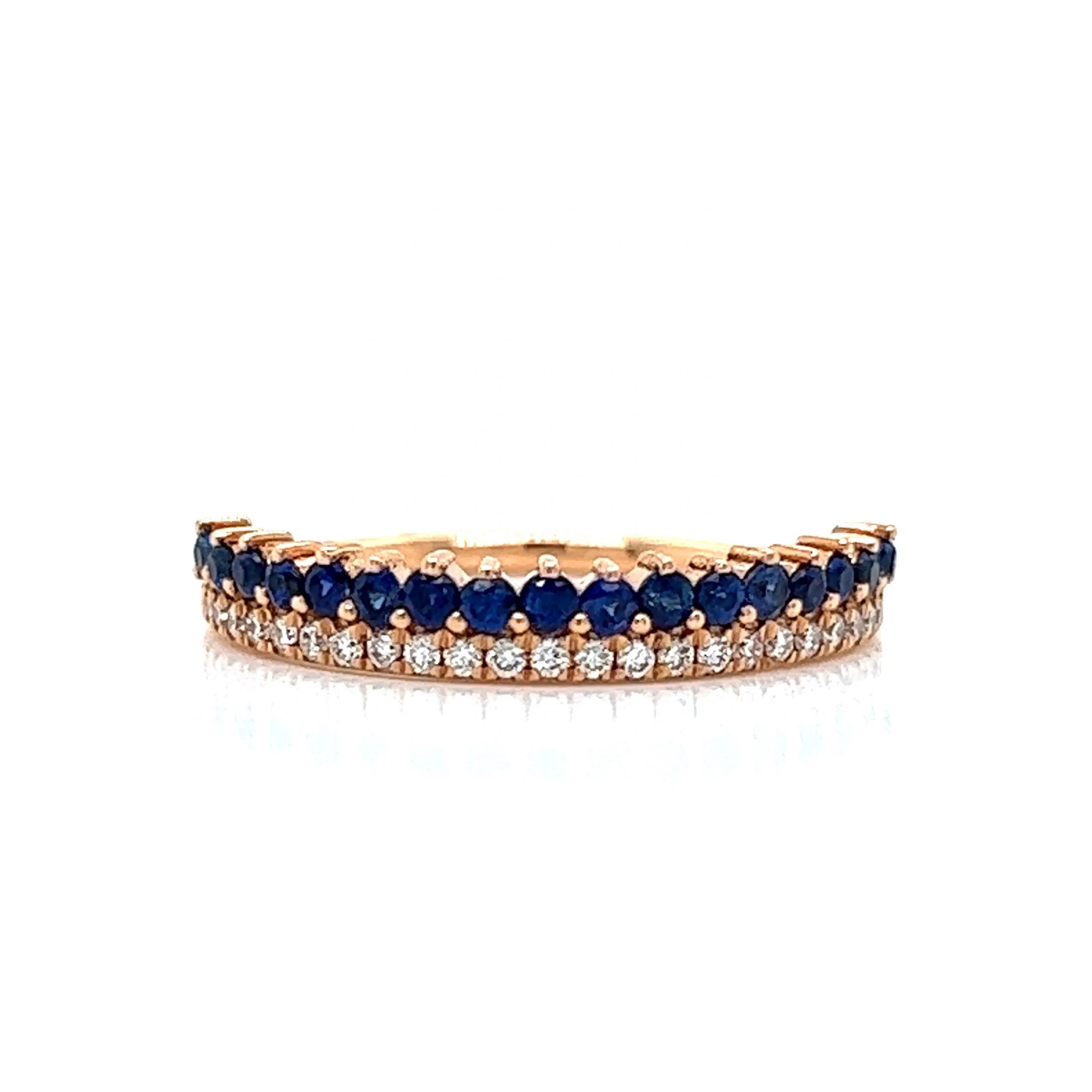 Diamond & Sapphire Wedding Band in 18k Rose Gold
