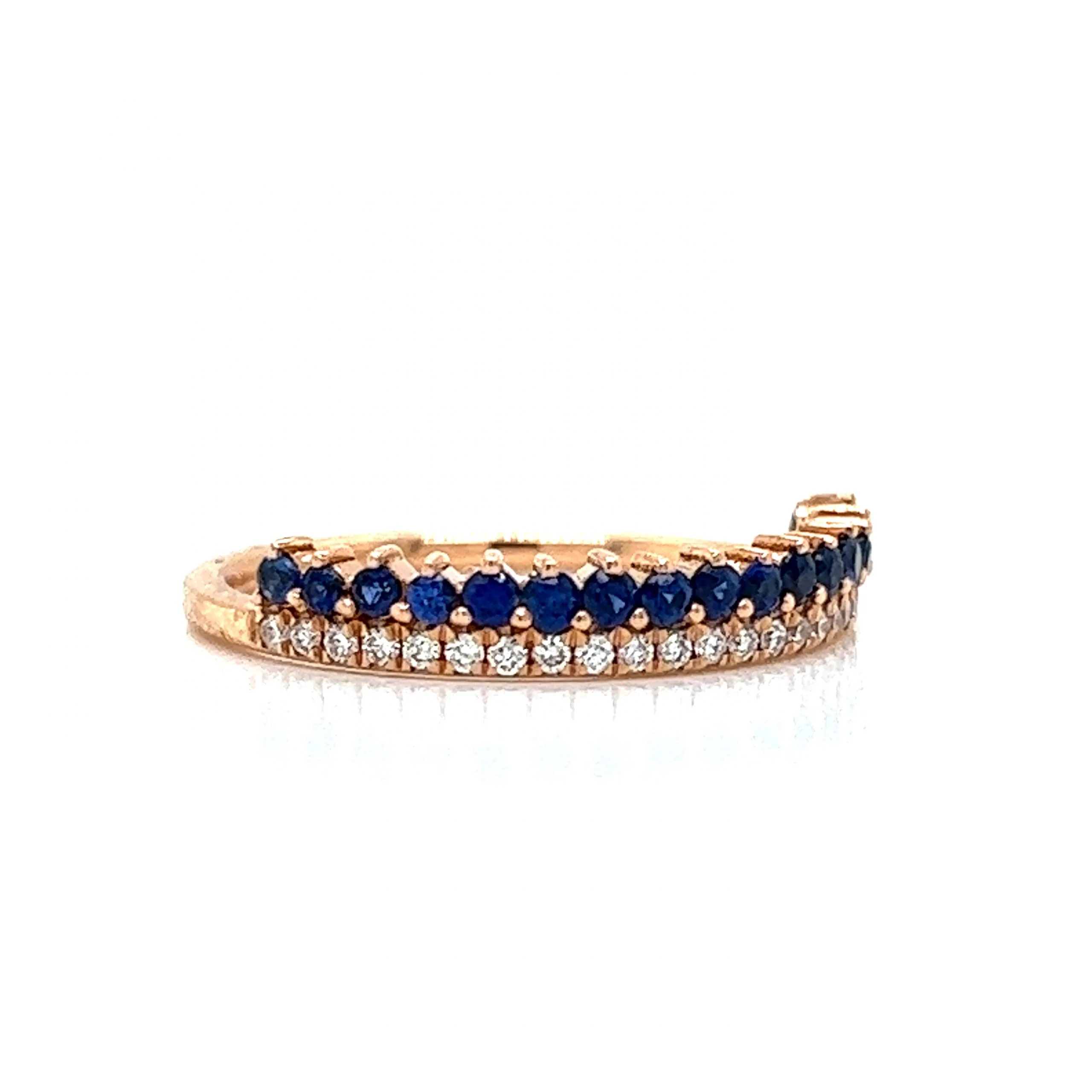 Diamond & Sapphire Wedding Band in 18k Rose Gold - Image 3