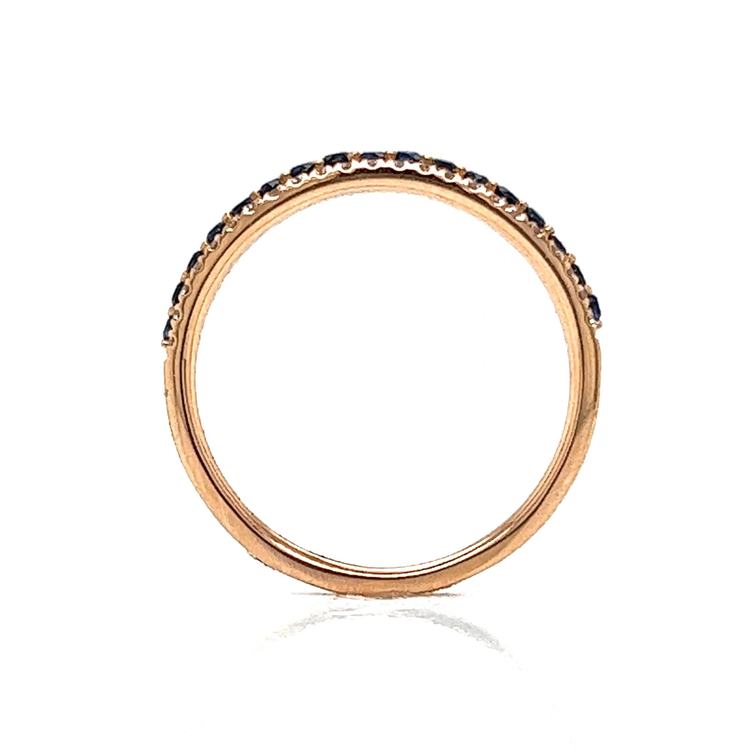 Diamond & Sapphire Wedding Band in 18k Rose Gold - Image 4