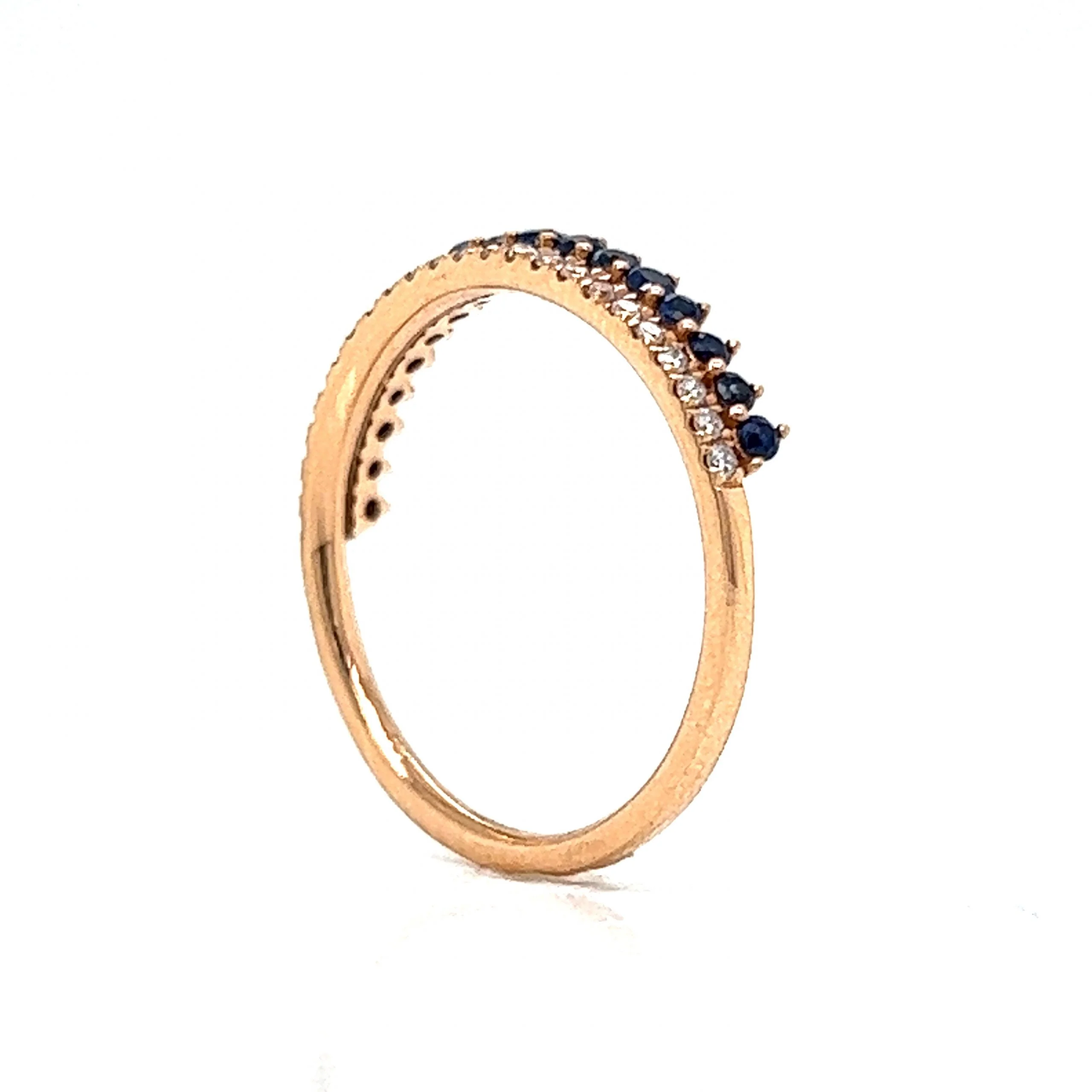 Diamond & Sapphire Wedding Band in 18k Rose Gold - Image 5
