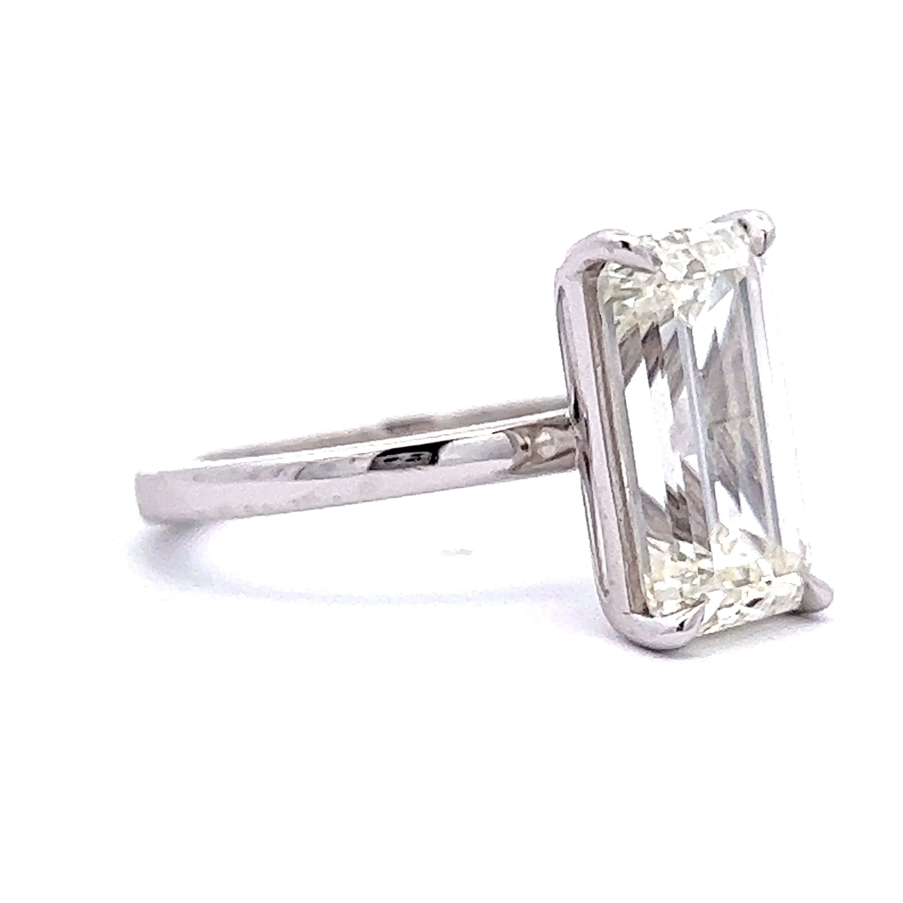 5 Carat Emerald Cut Diamond Engagement Ring in Platinum - Image 3