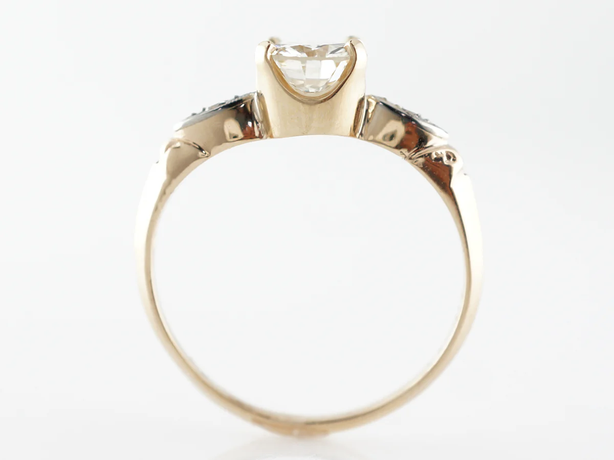 Diamond Solitaire Two-Tone Engagement Ring in 14k - Image 4