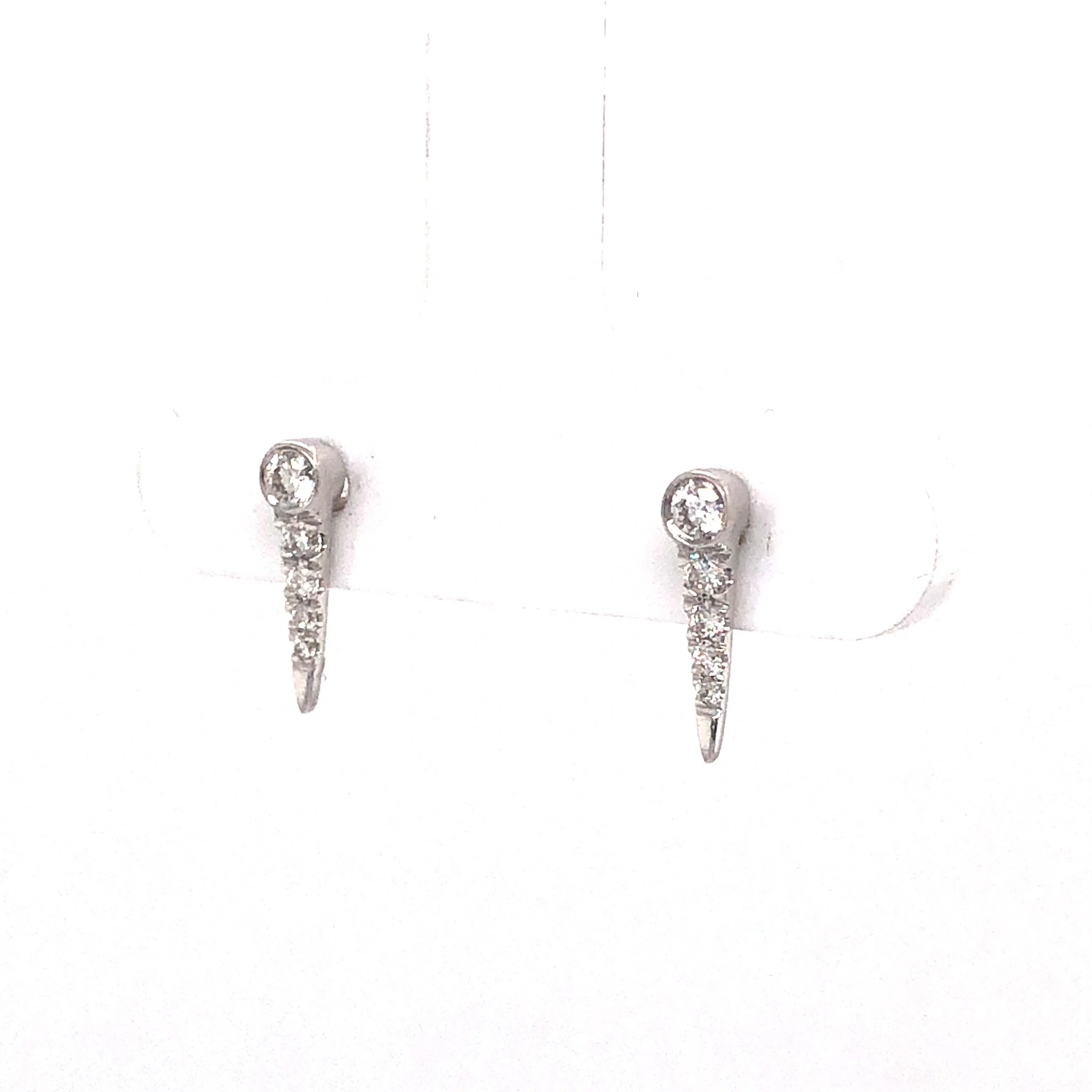 Diamond Spike Stud Earrings in 14k White Gold - Image 2