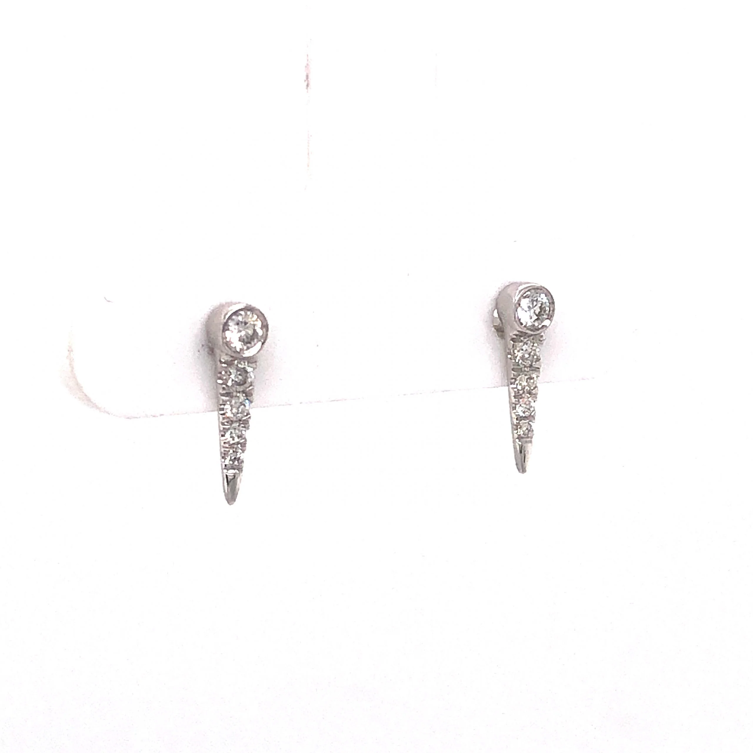Diamond Spike Stud Earrings in 14k White Gold - Image 3