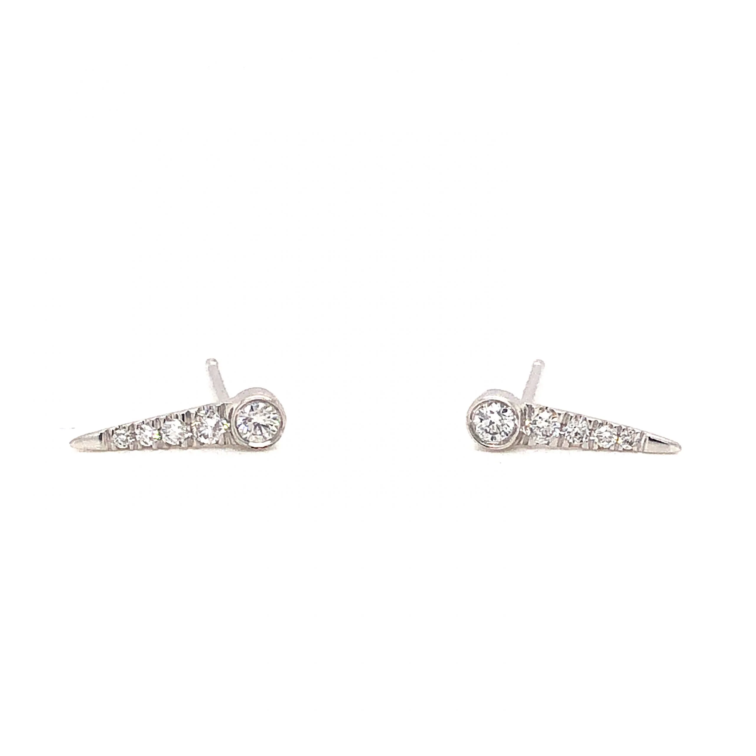 Diamond Spike Stud Earrings in 14k White Gold - Image 4