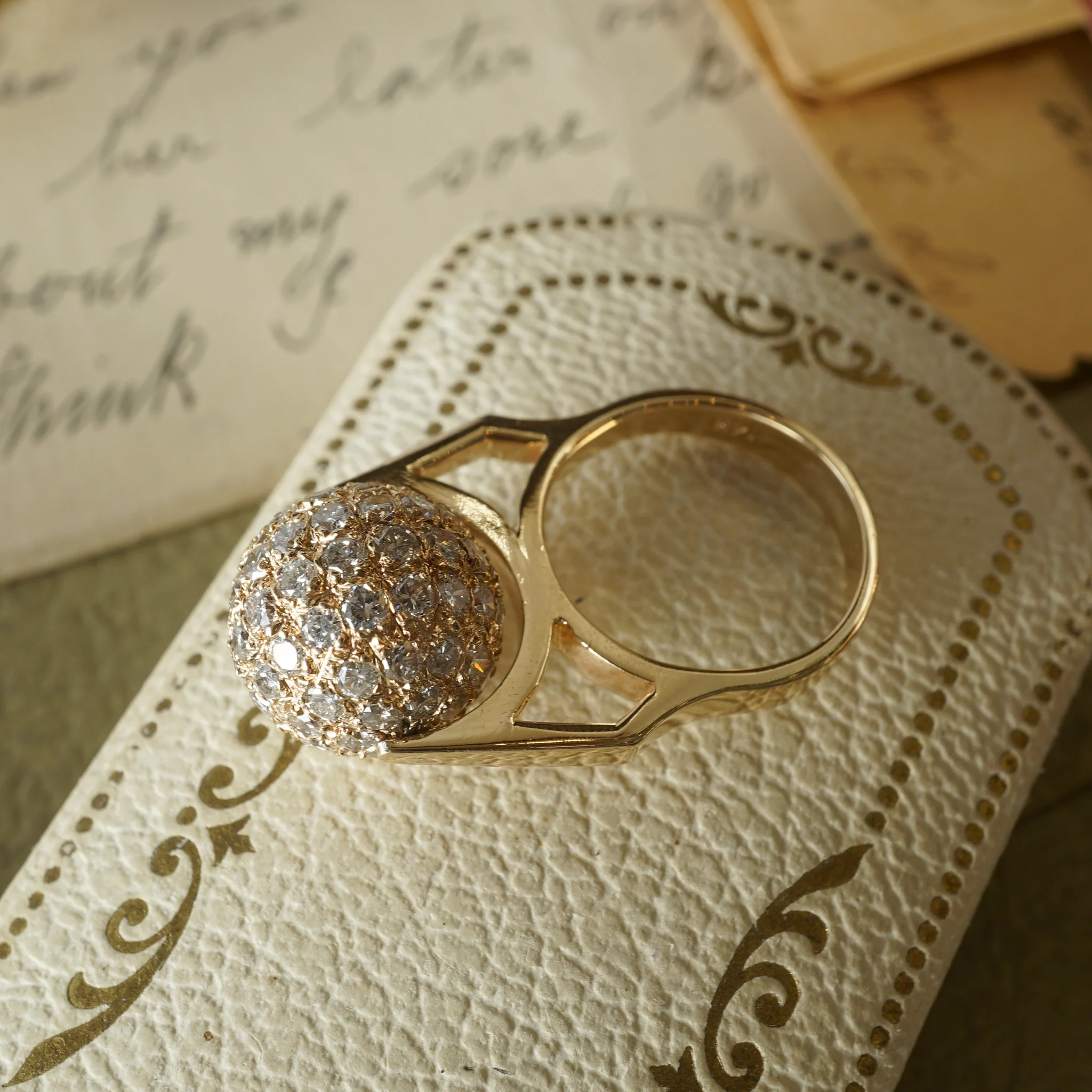 Diamond Spinner Cocktail Ring 14k Yellow Gold - Image 8