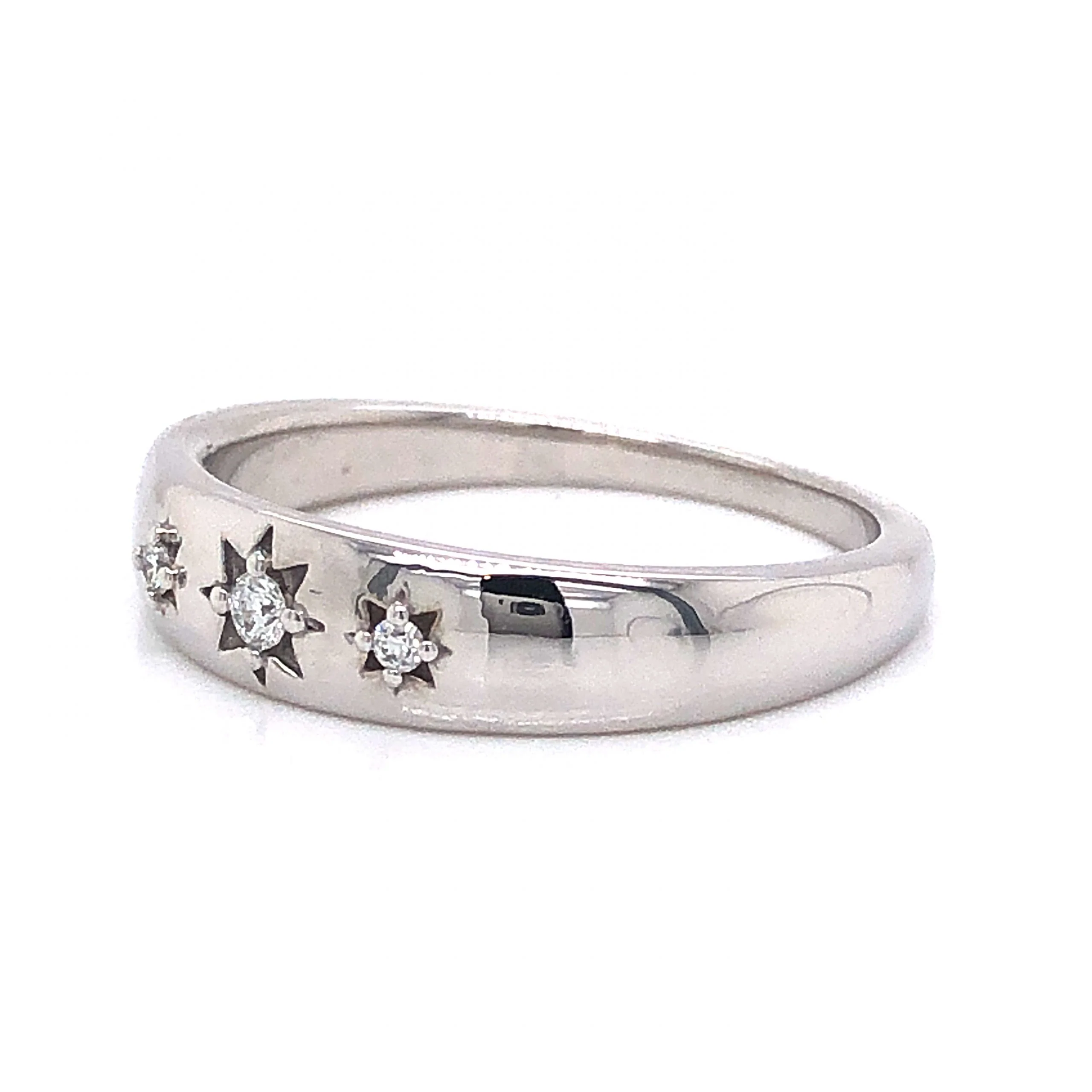 Diamond Starburst Stacking Band in 14k White Gold - Image 2