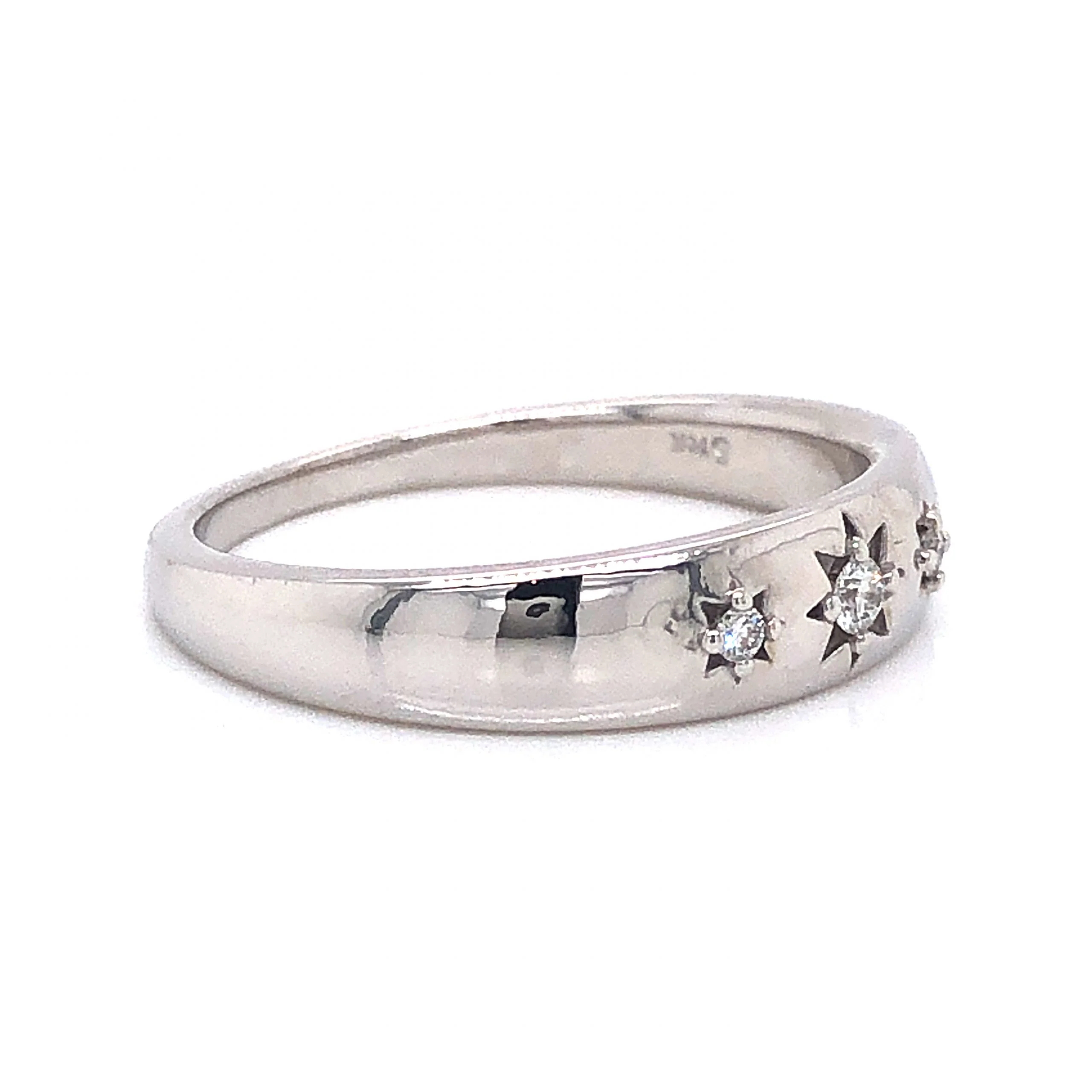 Diamond Starburst Stacking Band in 14k White Gold - Image 3
