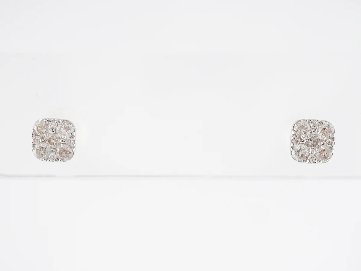 Diamond Stud Cluster Earrings in 14k White Gold - Image 3