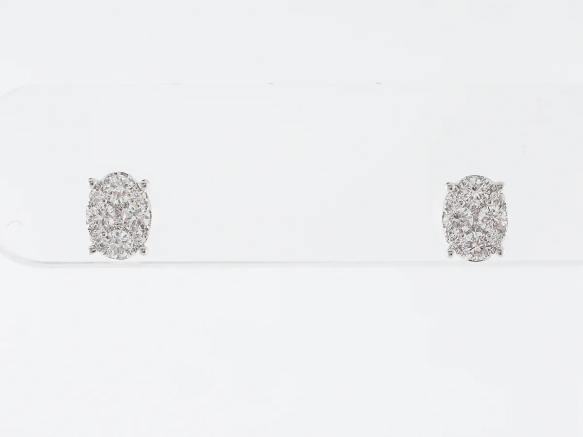 Diamond Stud Pave Earrings in 18k White Gold