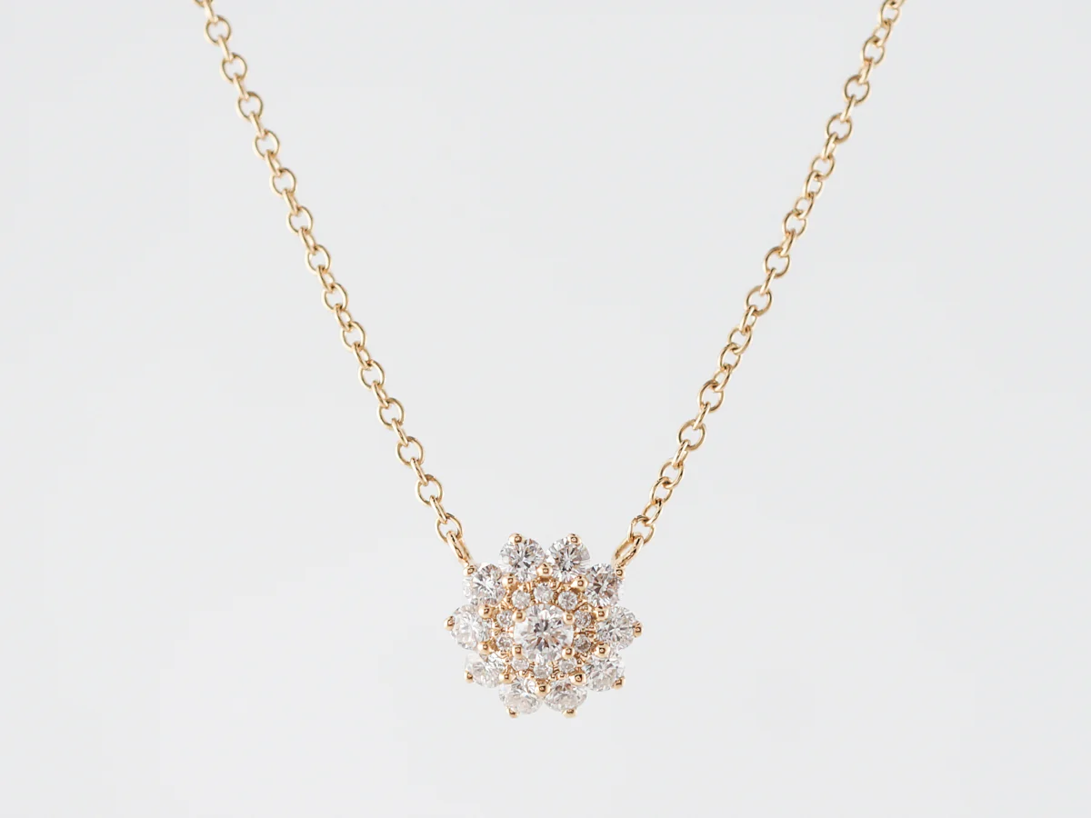 Diamond Sunburst Necklace in Yellow Gold - Image 2