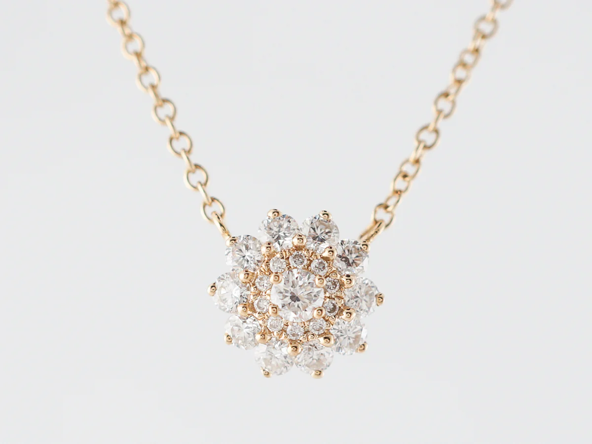 Diamond Sunburst Necklace in Yellow Gold - Image 3