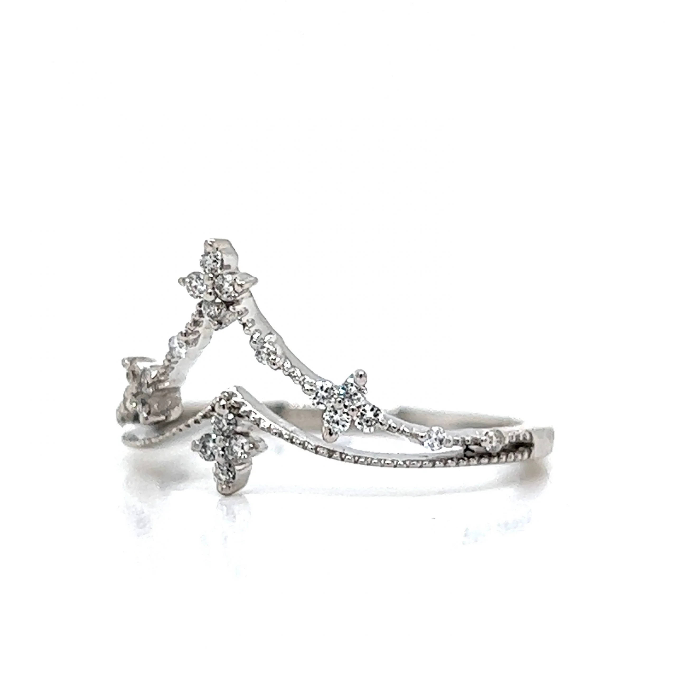 Diamond Tiara Stacking Ring in 14k White Gold - Image 2