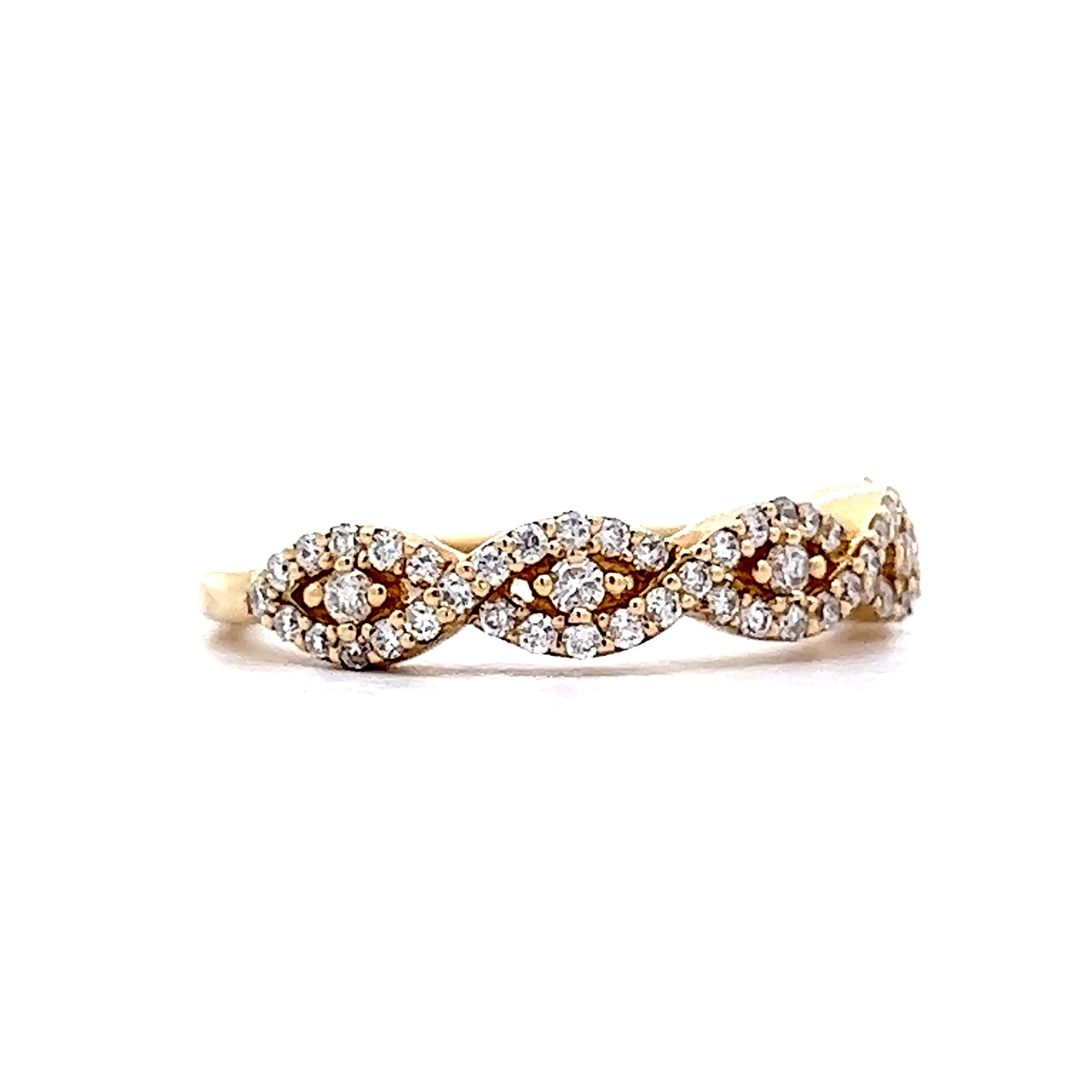 Diamond Twist Wedding Band in 14k Yellow Gold - Image 3