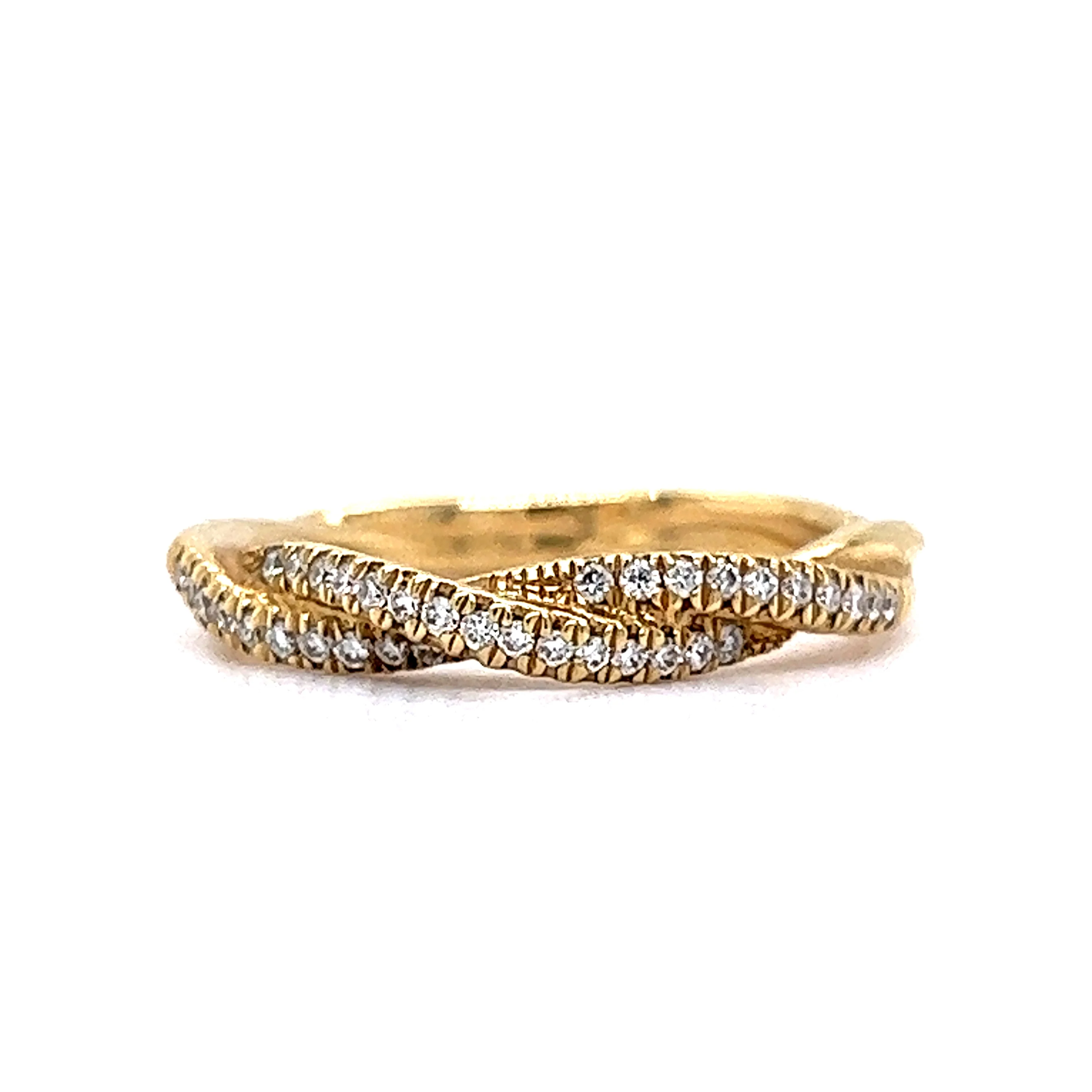 Diamond Twisted Wedding Band 14k Yellow Gold