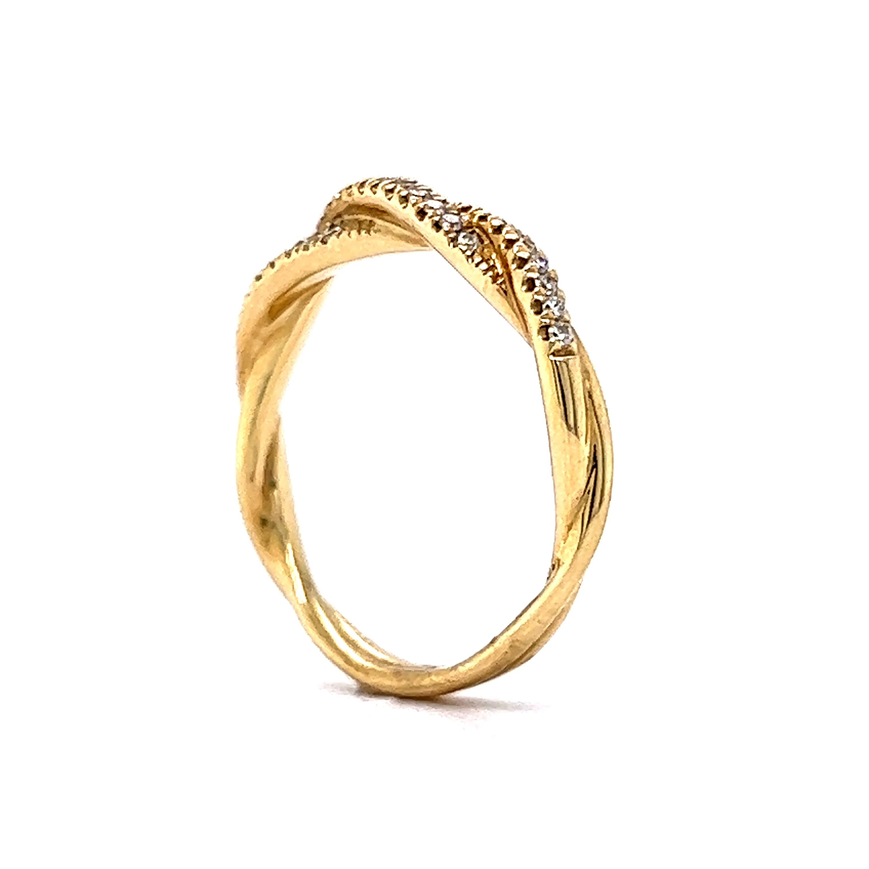 Diamond Twisted Wedding Band 14k Yellow Gold - Image 5