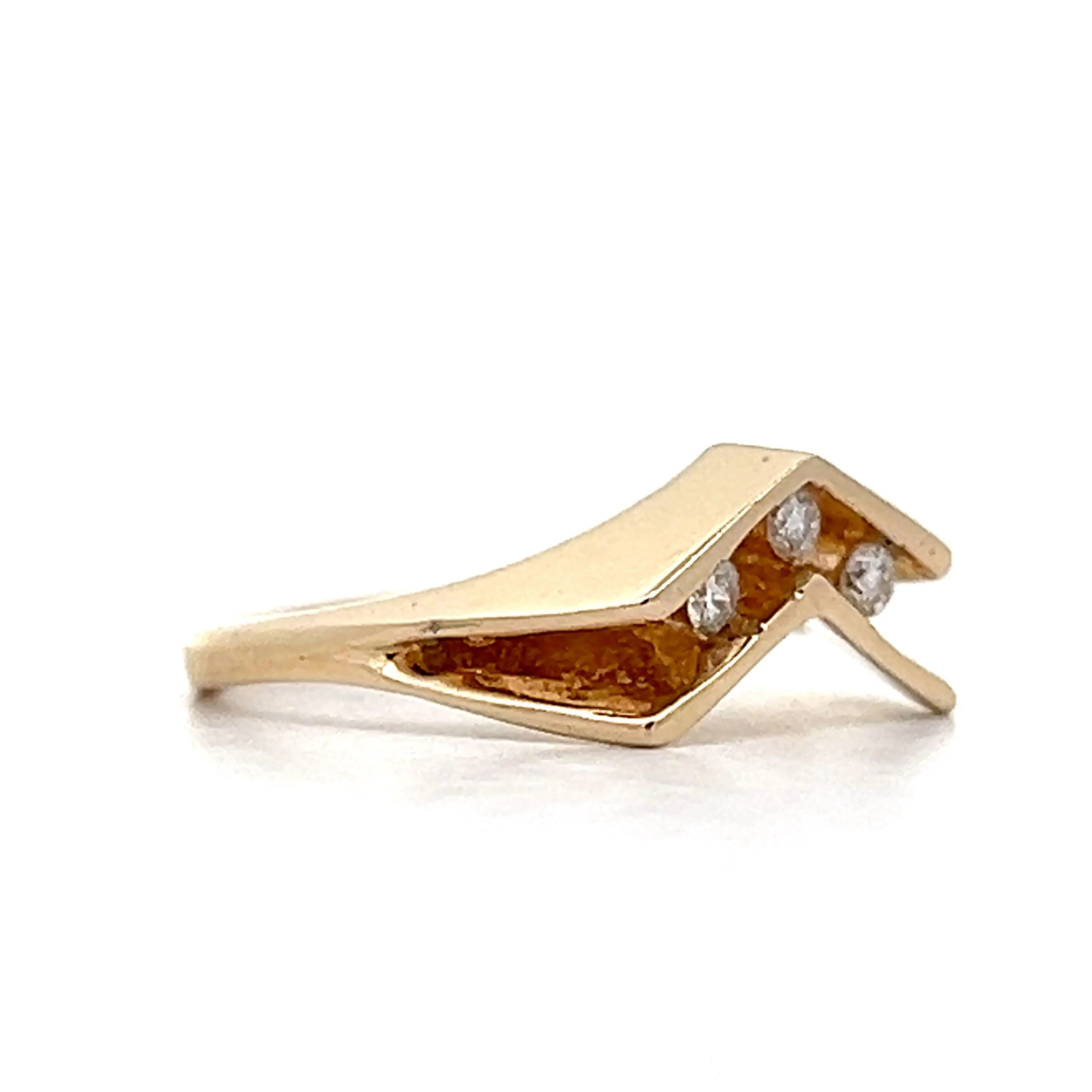 Diamond V Contoured Stackable Band in 14k Yellow Gold - Image 3